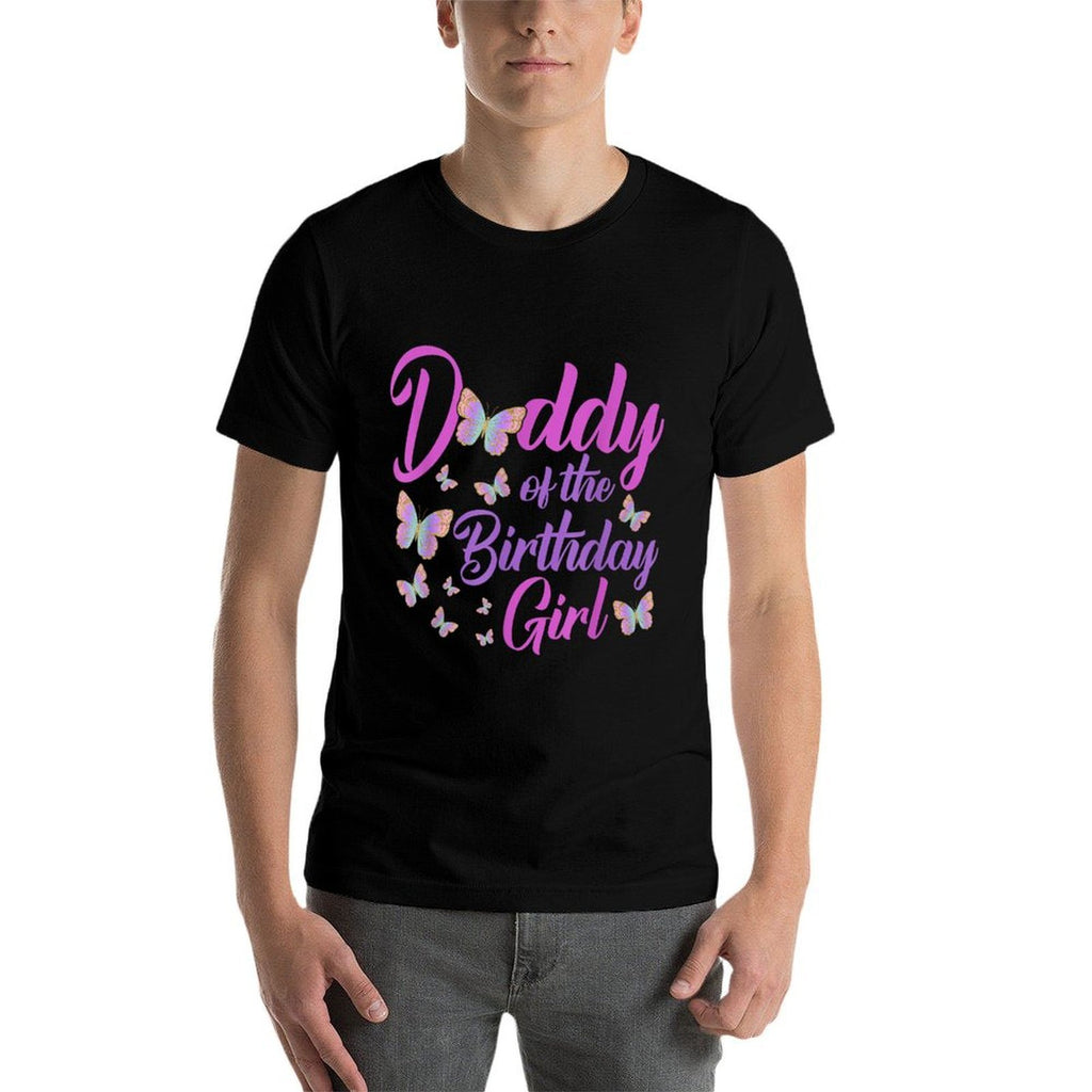 Daddy of The Birthday Girl Butterfly Dad Father 1st  Slim-fit Cut T-Shirt
