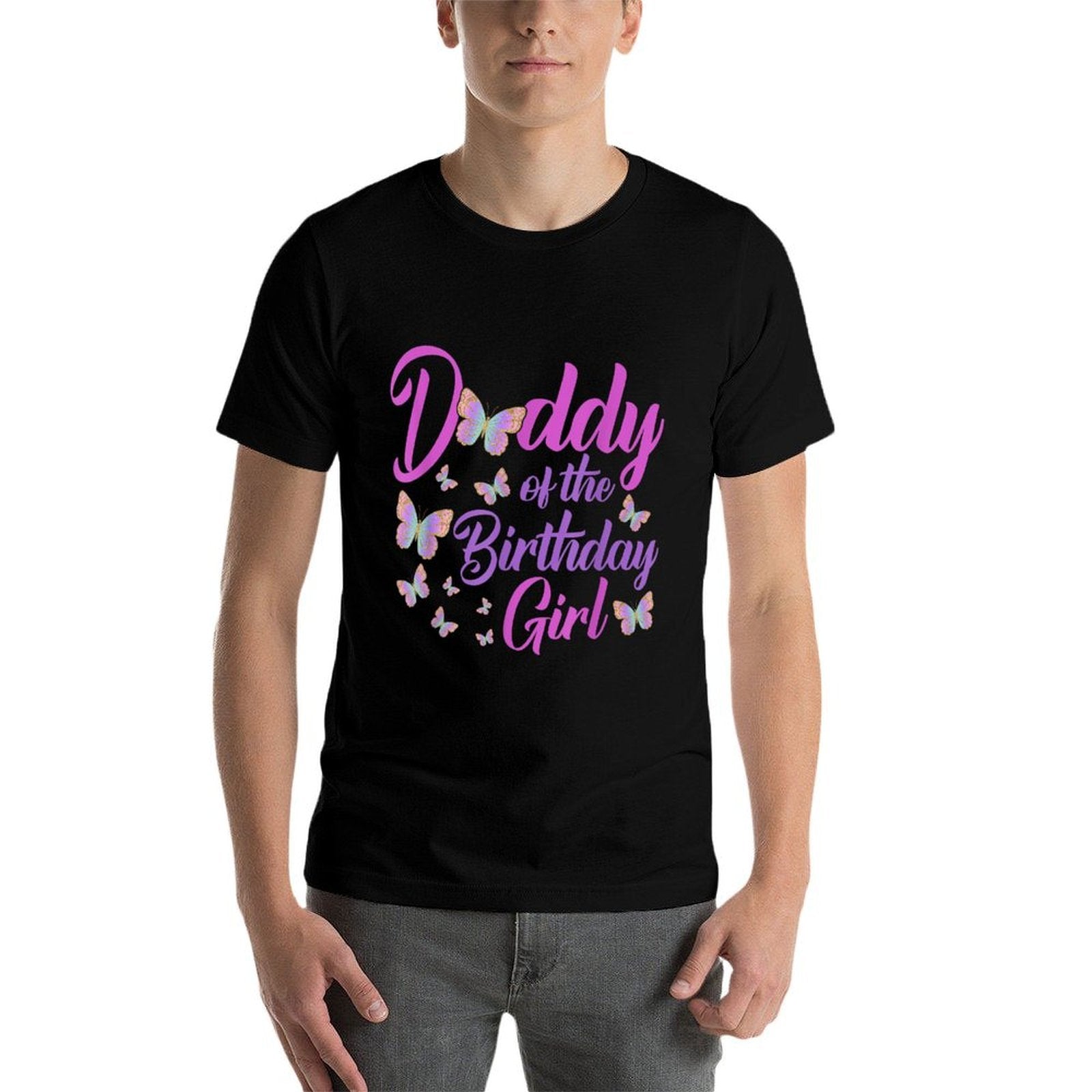 Daddy of The Birthday Girl Butterfly Dad Father 1st  Slim-fit Cut T-Shirt