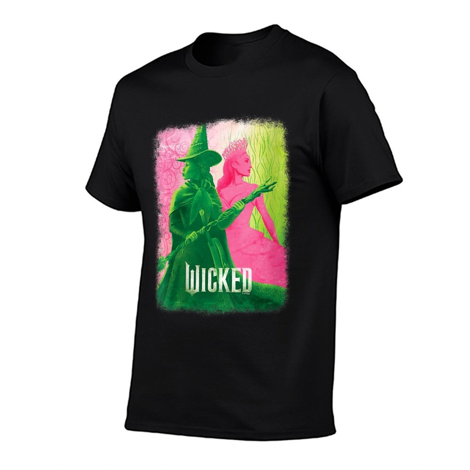 Womens Wicked Elphaba & Glinda Tonal V-Neck  Rolled Sleeves T-Shirt
