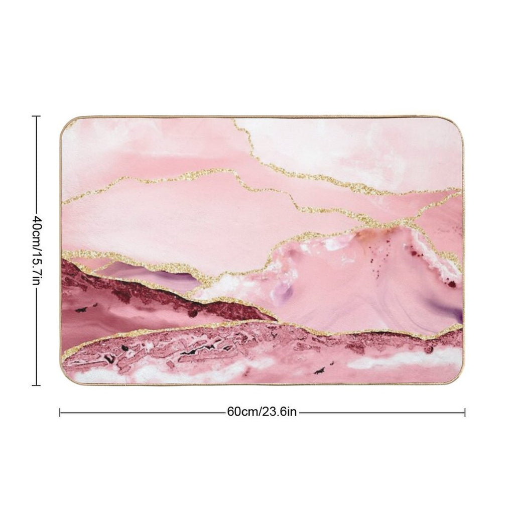 Beautiful Mermaid Faux Marble With Gold Glitter Veins  Long-Lasting Bath Mat