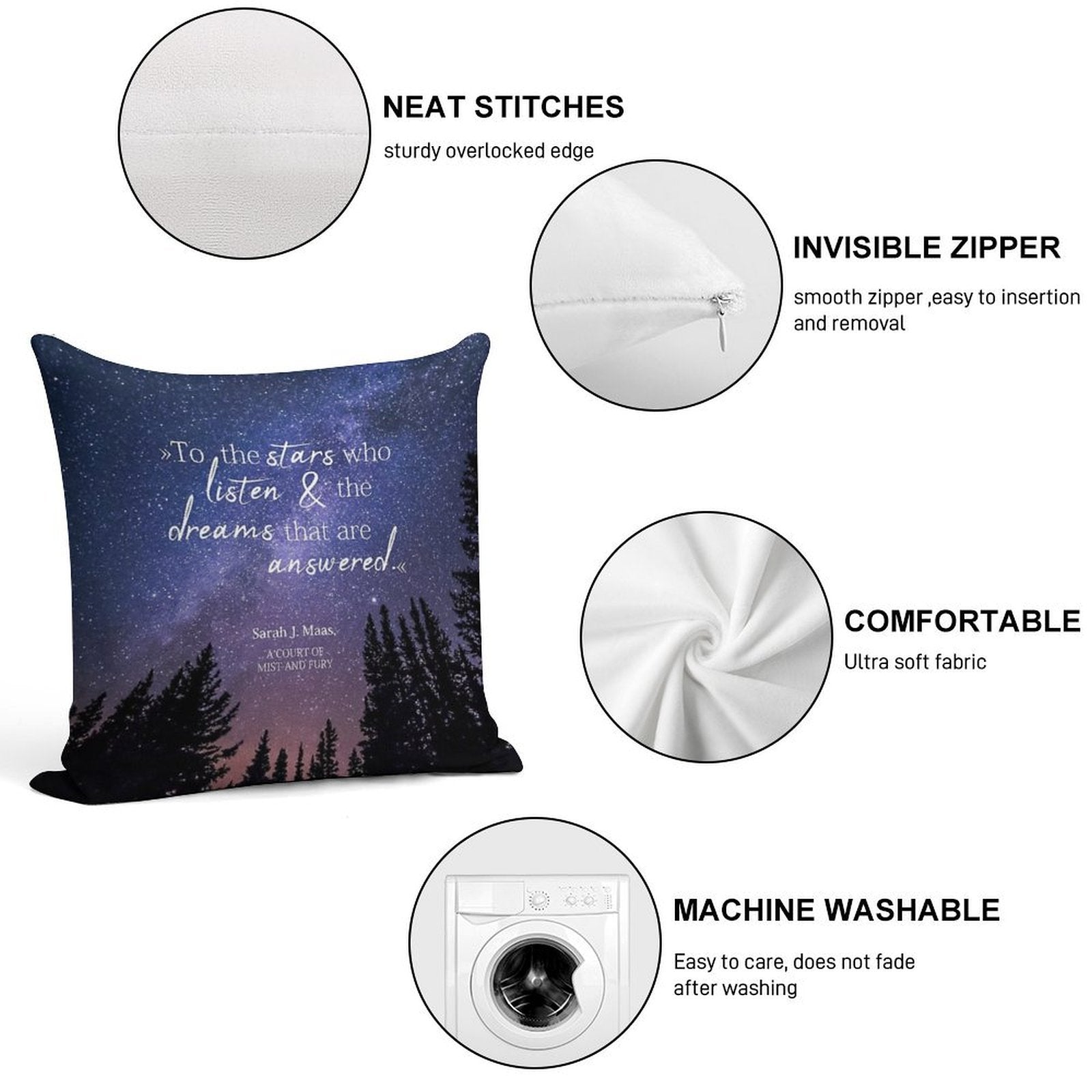 To The Stars Who Listen And The Dreams That Are Answered Soft Anti-Pilling Throw Pillow