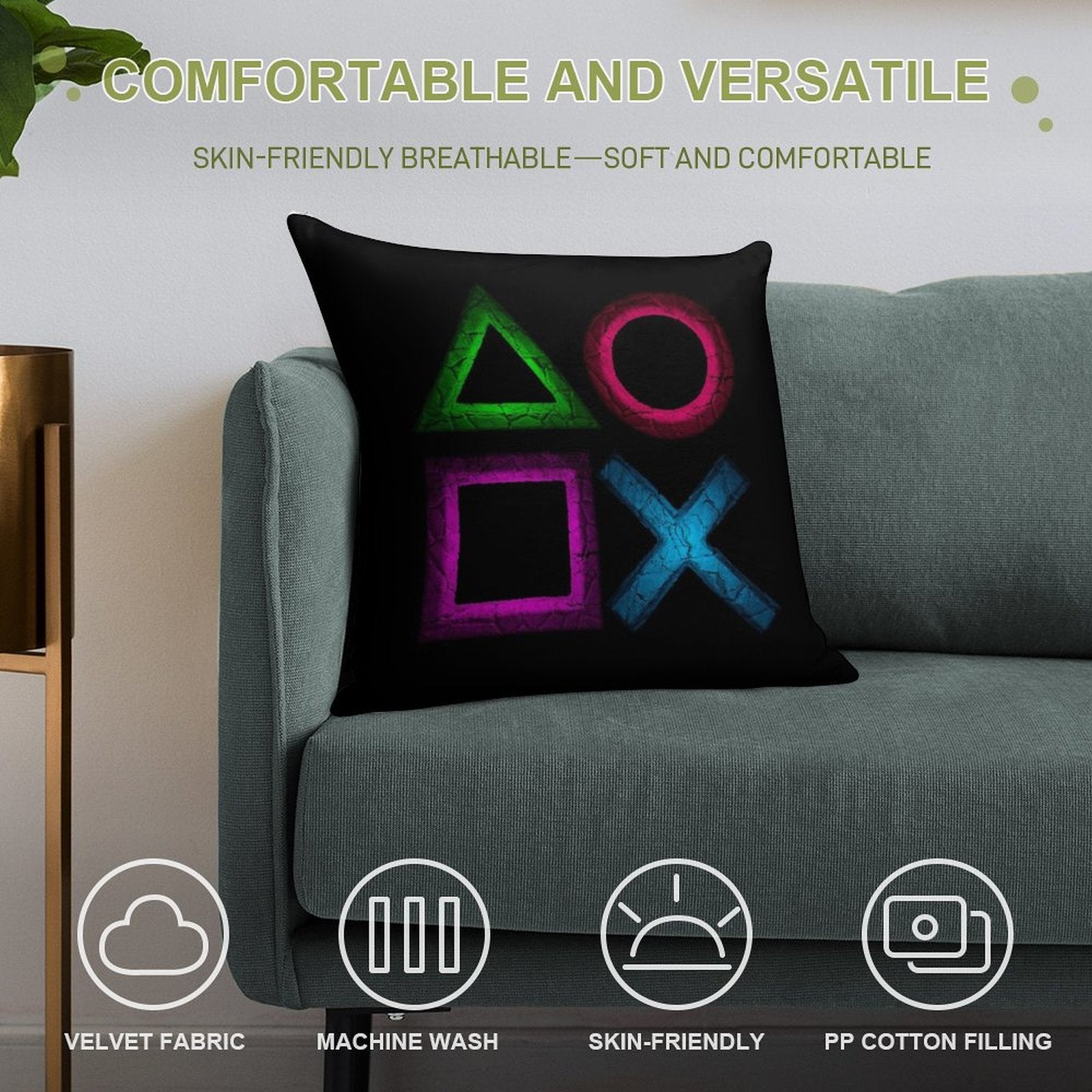 Buttons Soft Ultra-Soft Texture Throw Pillow
