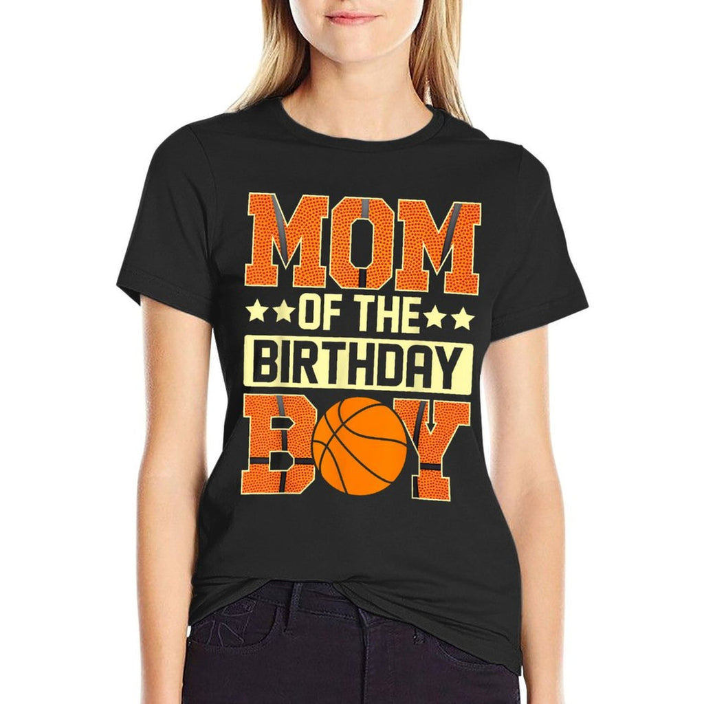 Mom Of The Birthday Boy Basketball Baller Kids  Oversized Silhouette T-Shirt