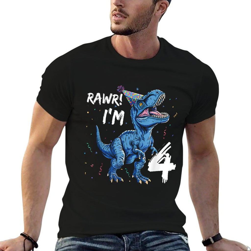 Rawr I'm 4 T Rex Dinosaur Birthday for Boys  Stretchy T-Shirt