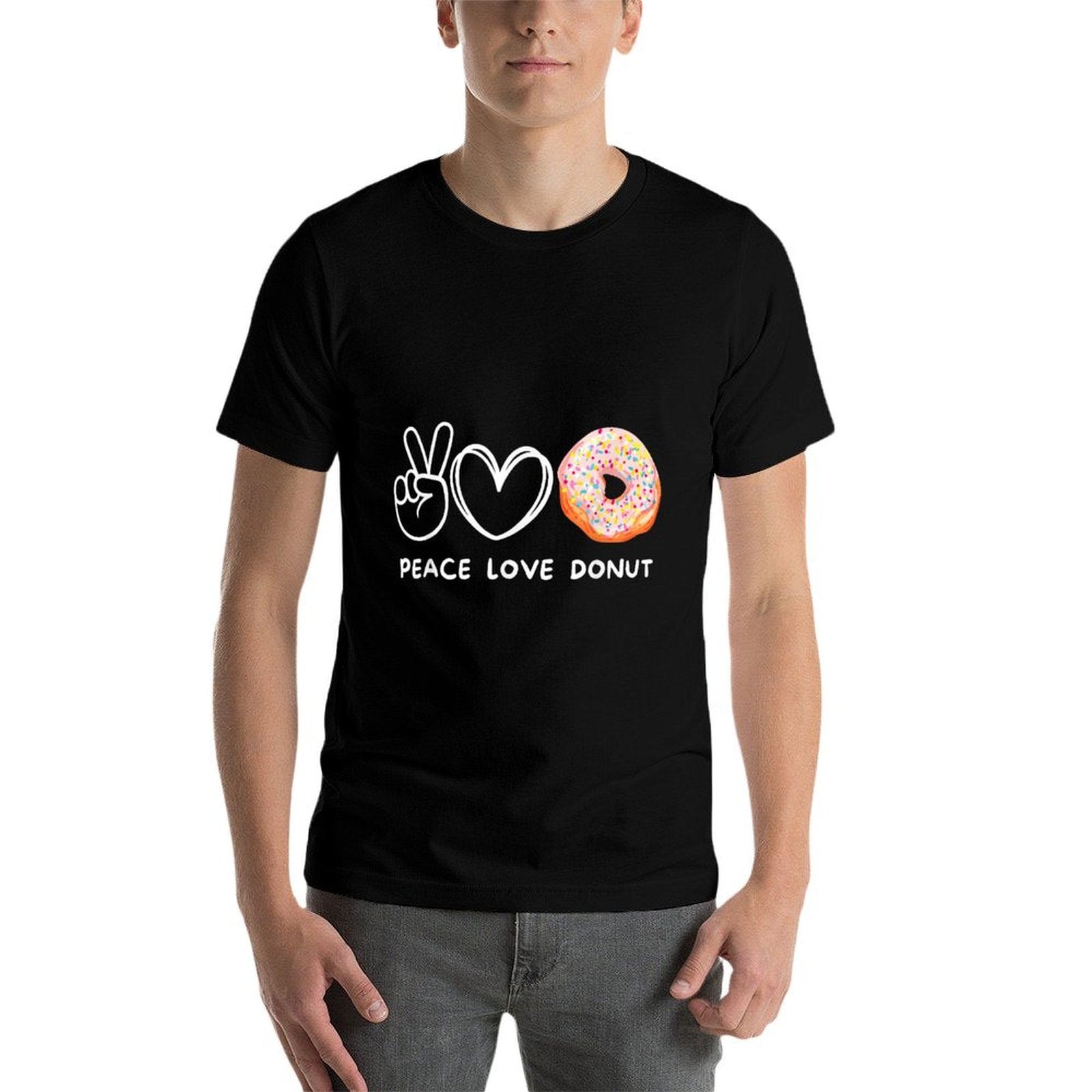Peace, Love Donuts Retro Donuts Lover Sweets Food Lover  Cotton T-Shirt