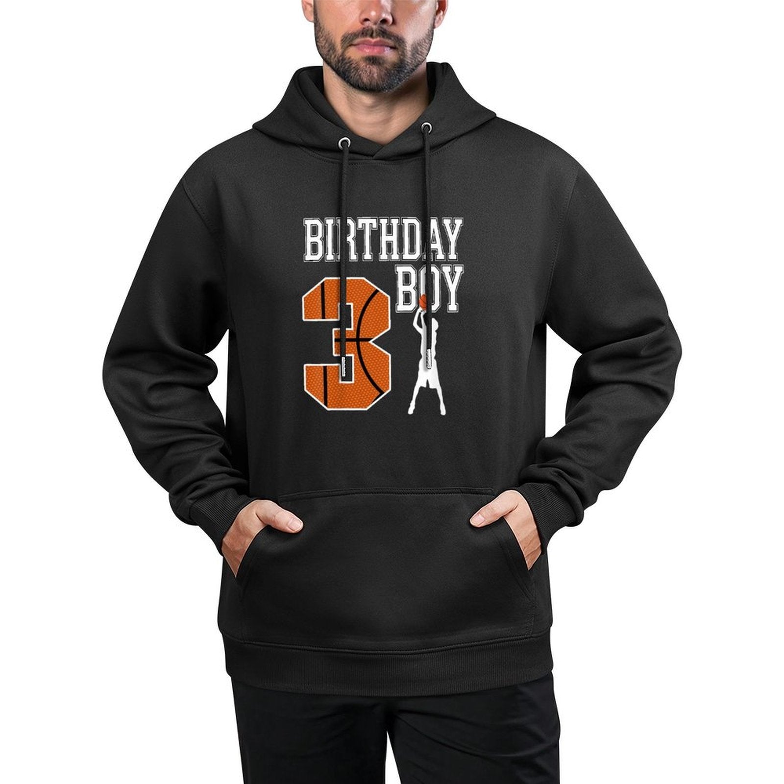 Kids 3rd Birthday Boy Basketball Kids 3 Year Old Medium-Weight Fabric Hoodie