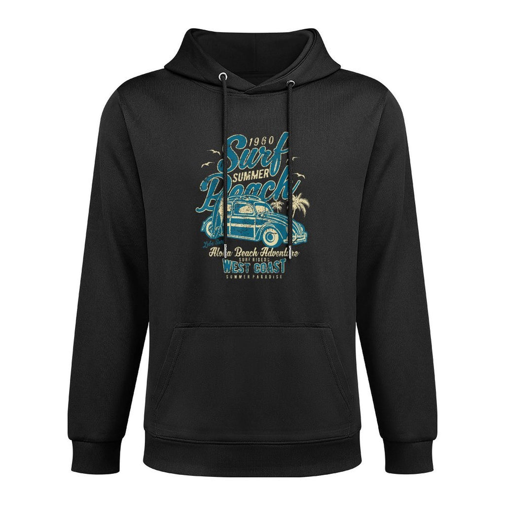 Surf Beach Summer Retro Vintage Distressed Medium-Weight Fabric Hoodie