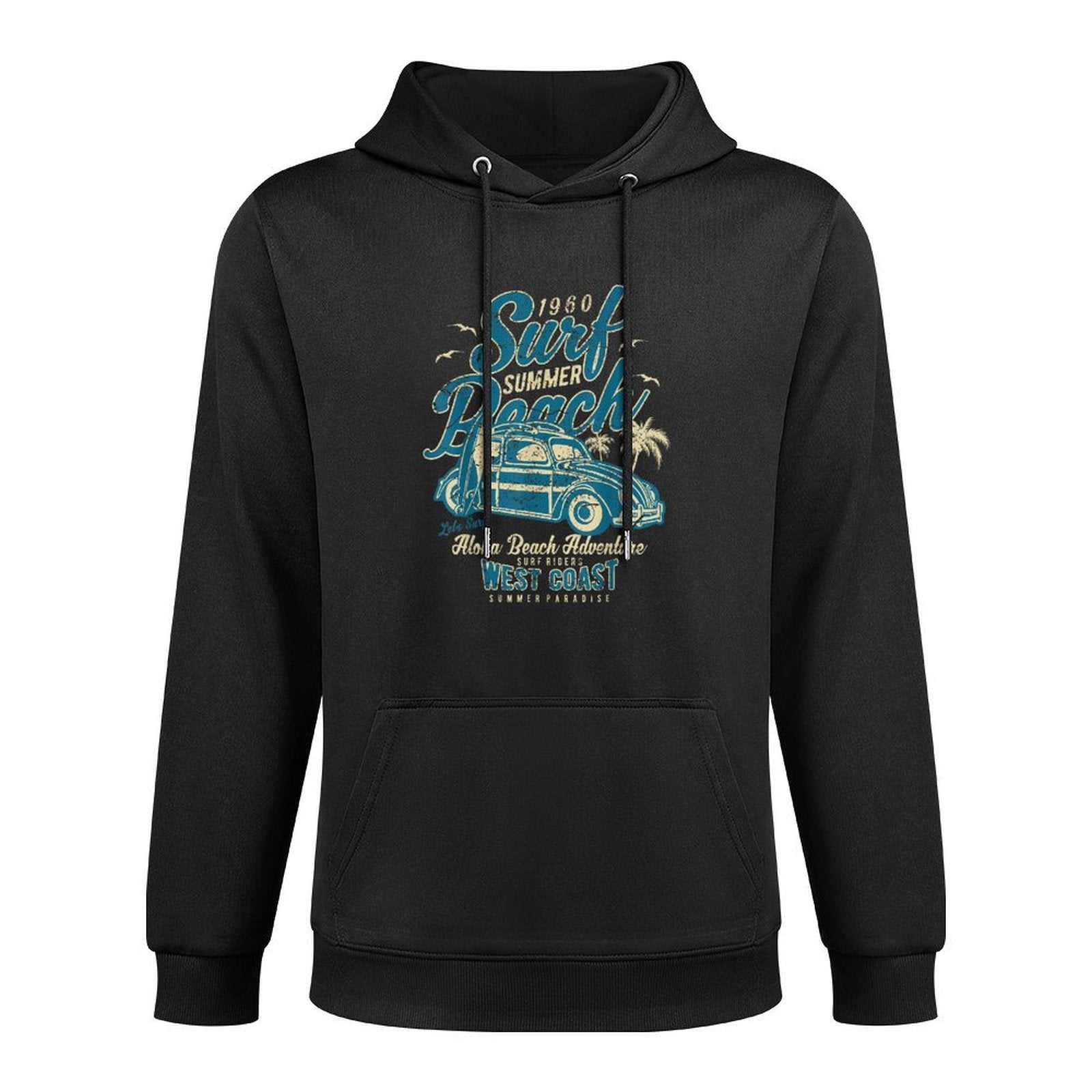 Surf Beach Summer Retro Vintage Distressed Medium-Weight Fabric Hoodie