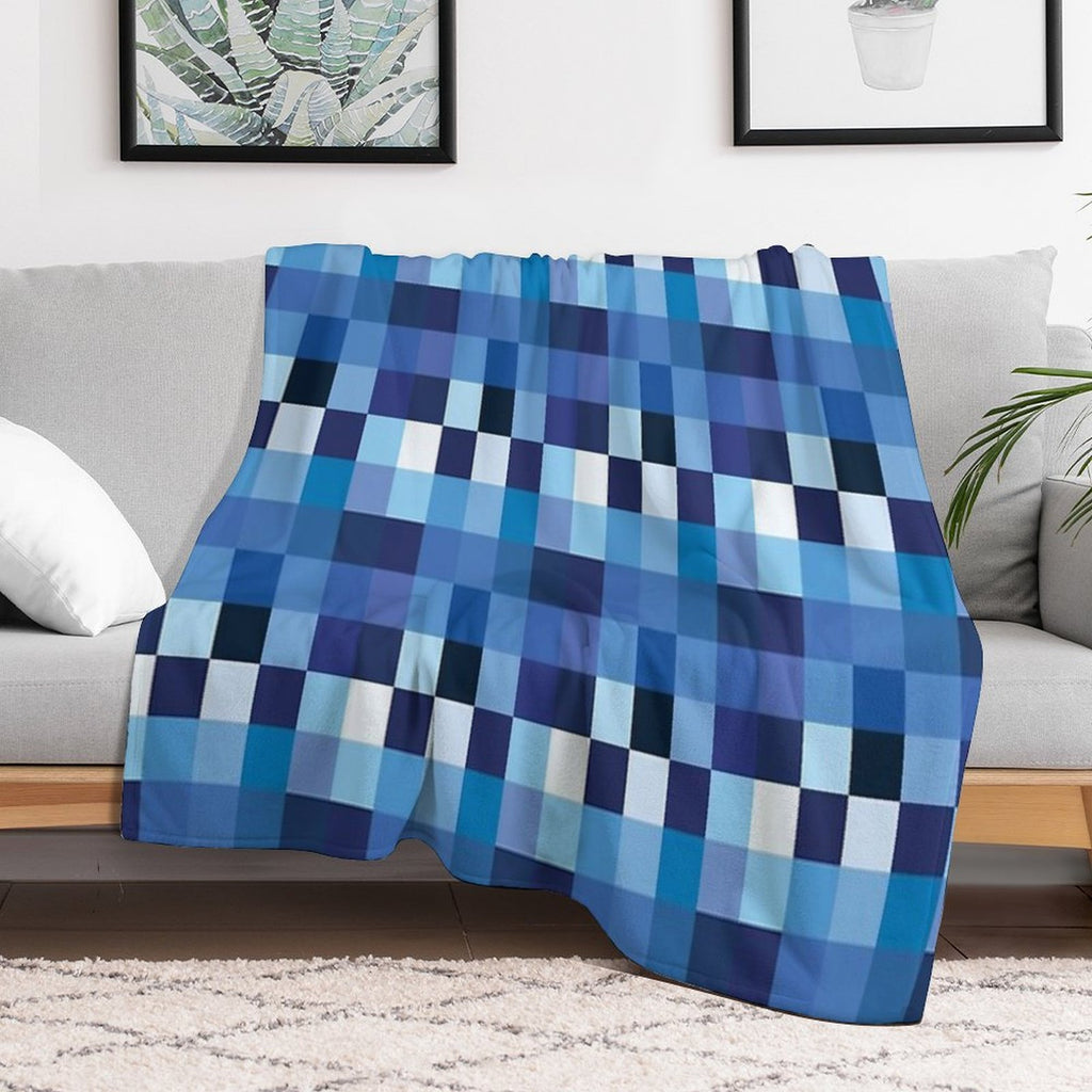 Squares Shades of Azure Eco-conscious Throw Blanket