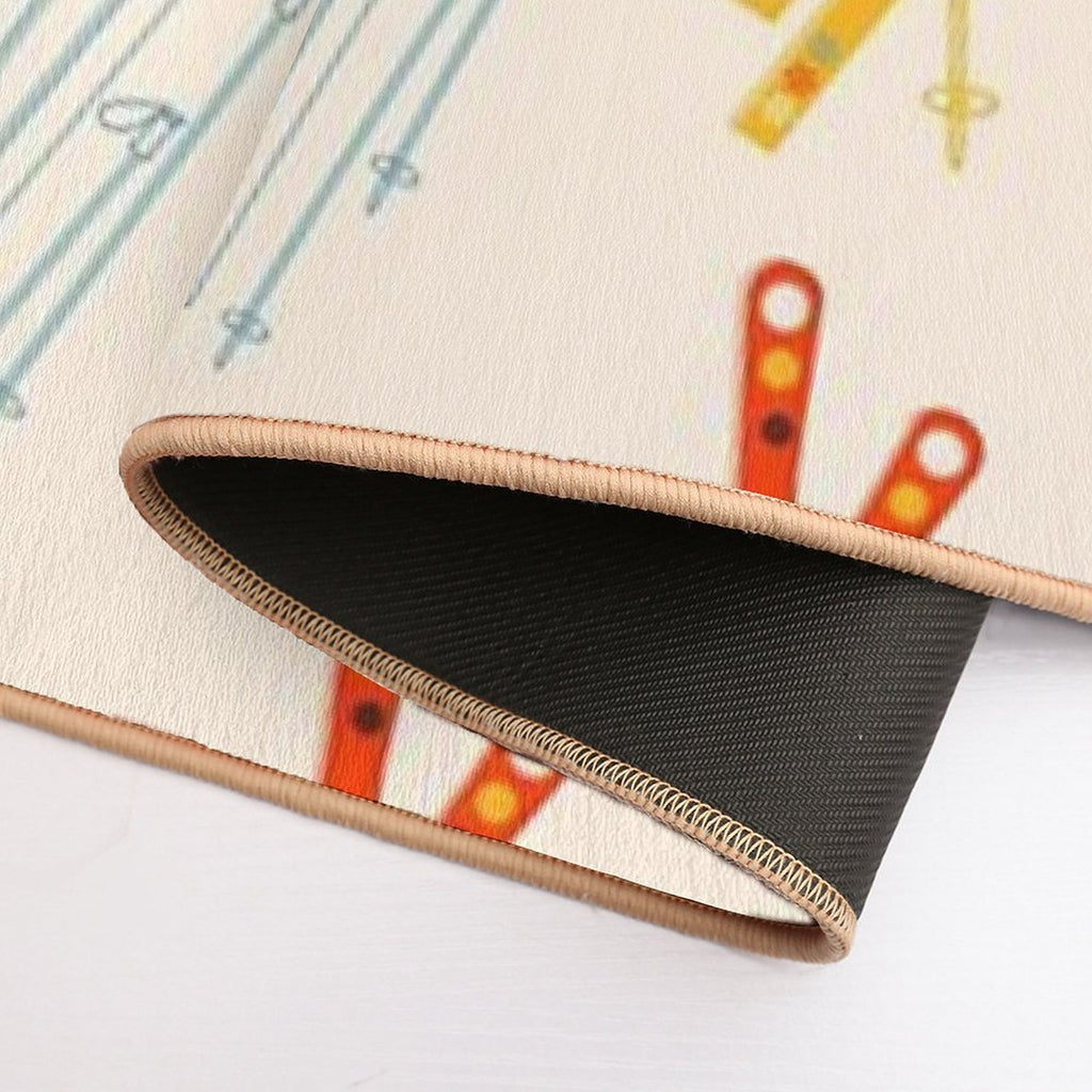 Retro Ski Pattern on Cream  Odorless Bath Mat