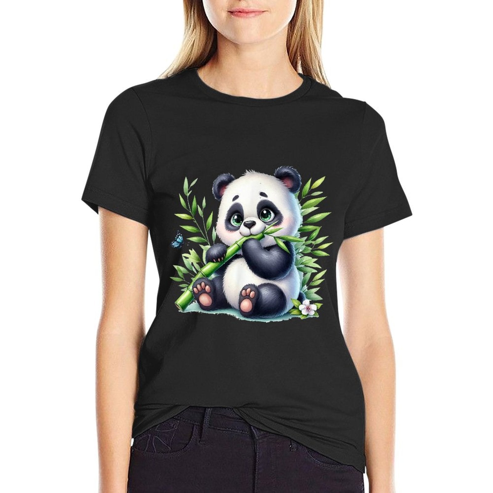 Watercolor Panda  Polyester Blend T-Shirt