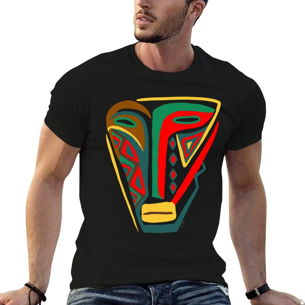African Mask Outsider Art Abstract Graphic  Eco-friendly Material T-Shirt