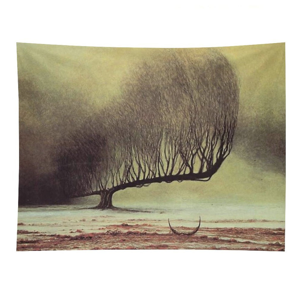 Untitled (Lone Tree), by Zdzisław Beksiński Tapestry