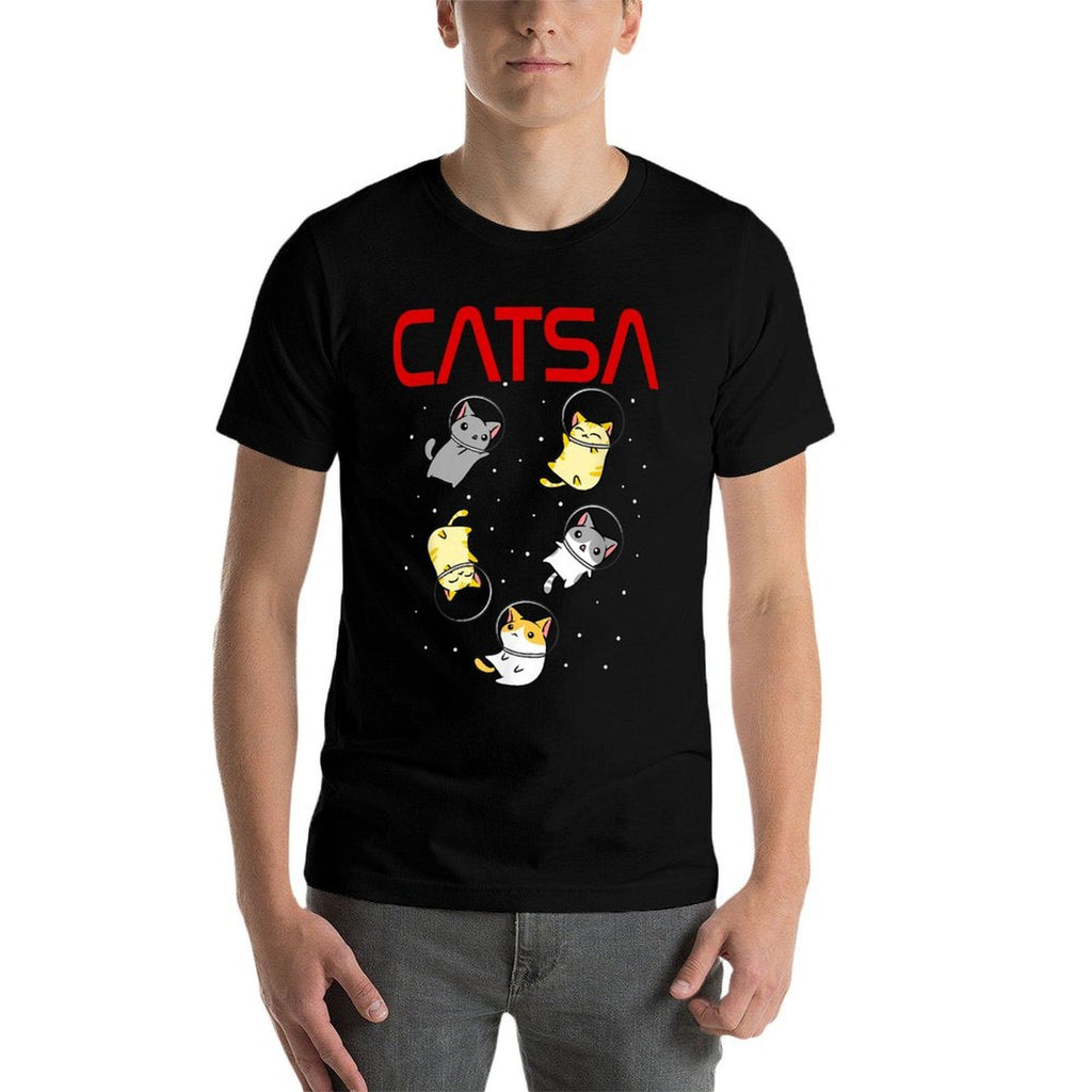 Funny Space Astronaut Cat Gifts Men Women Kids Cats Space  Relaxed-fit T-Shirt