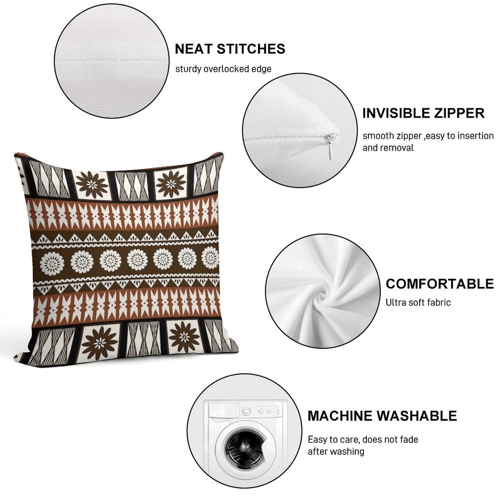 Fijian Masi - Tapa Soft Multiple Sizes Throw Pillow