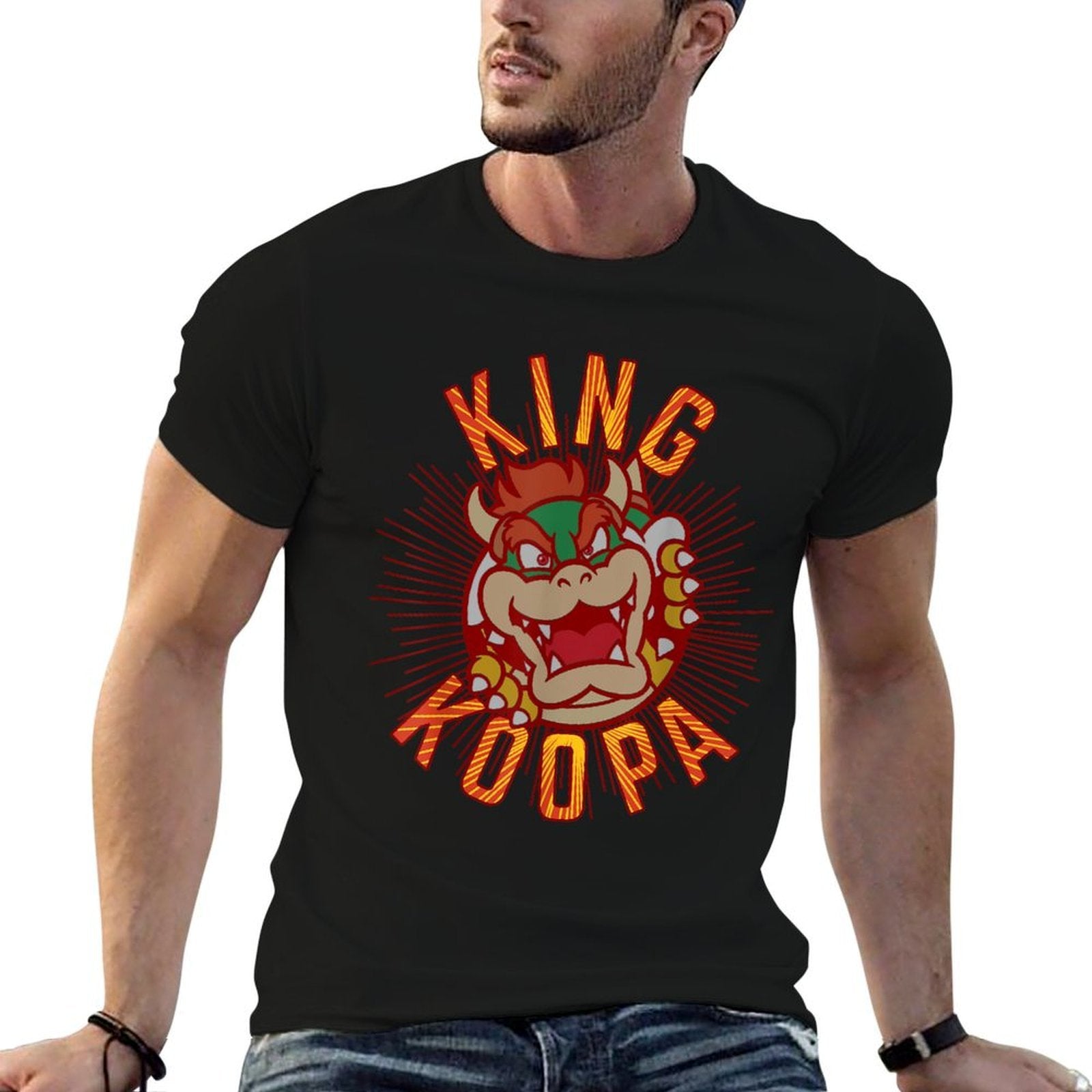 Super Mario King Koopa Bowser Vintage Nintendo Portrait  Slim-fit Cut T-Shirt