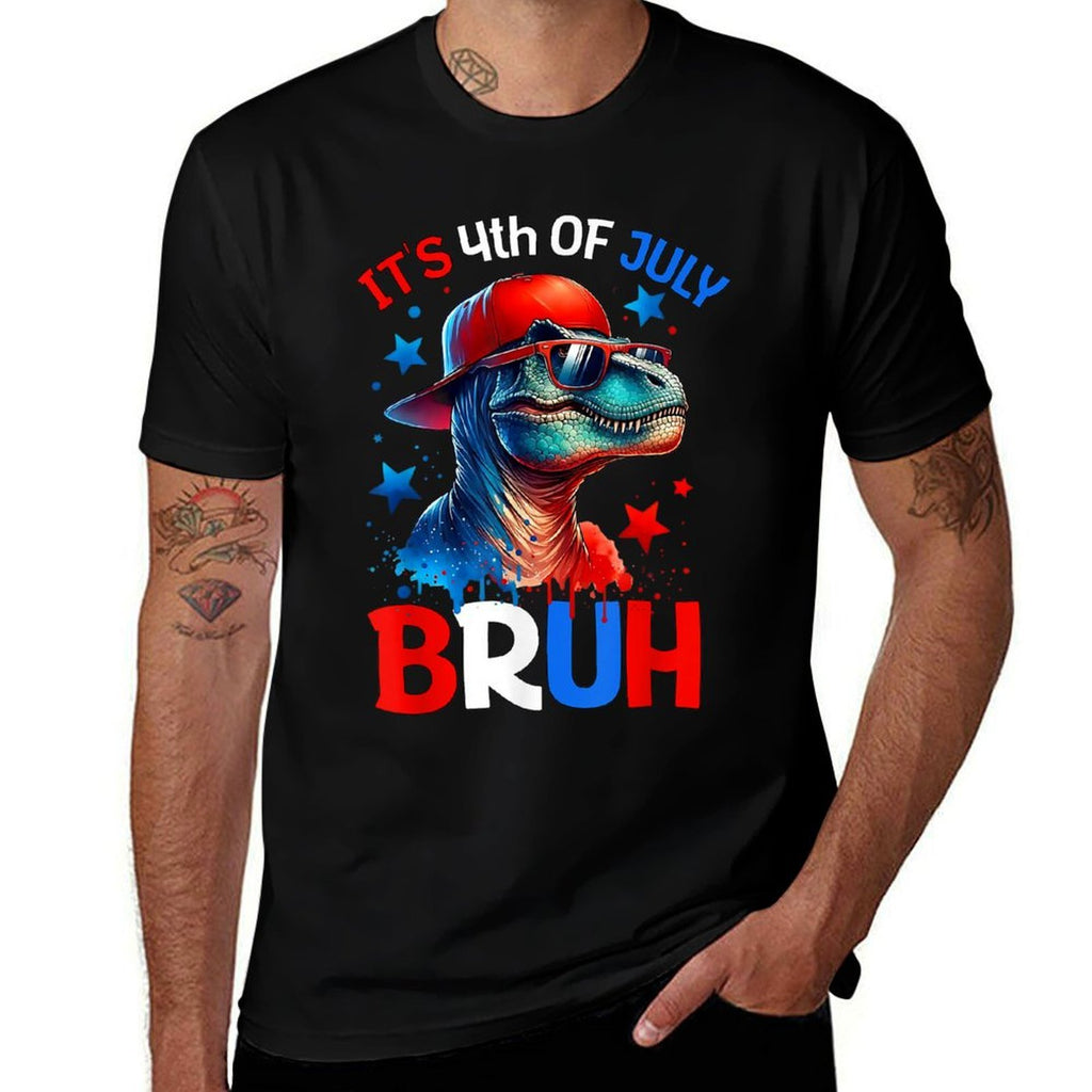 Bruh 4th Of July Boys Kids Fourth Of July Trex Dinosaur  High-quality Stitching T-Shirt