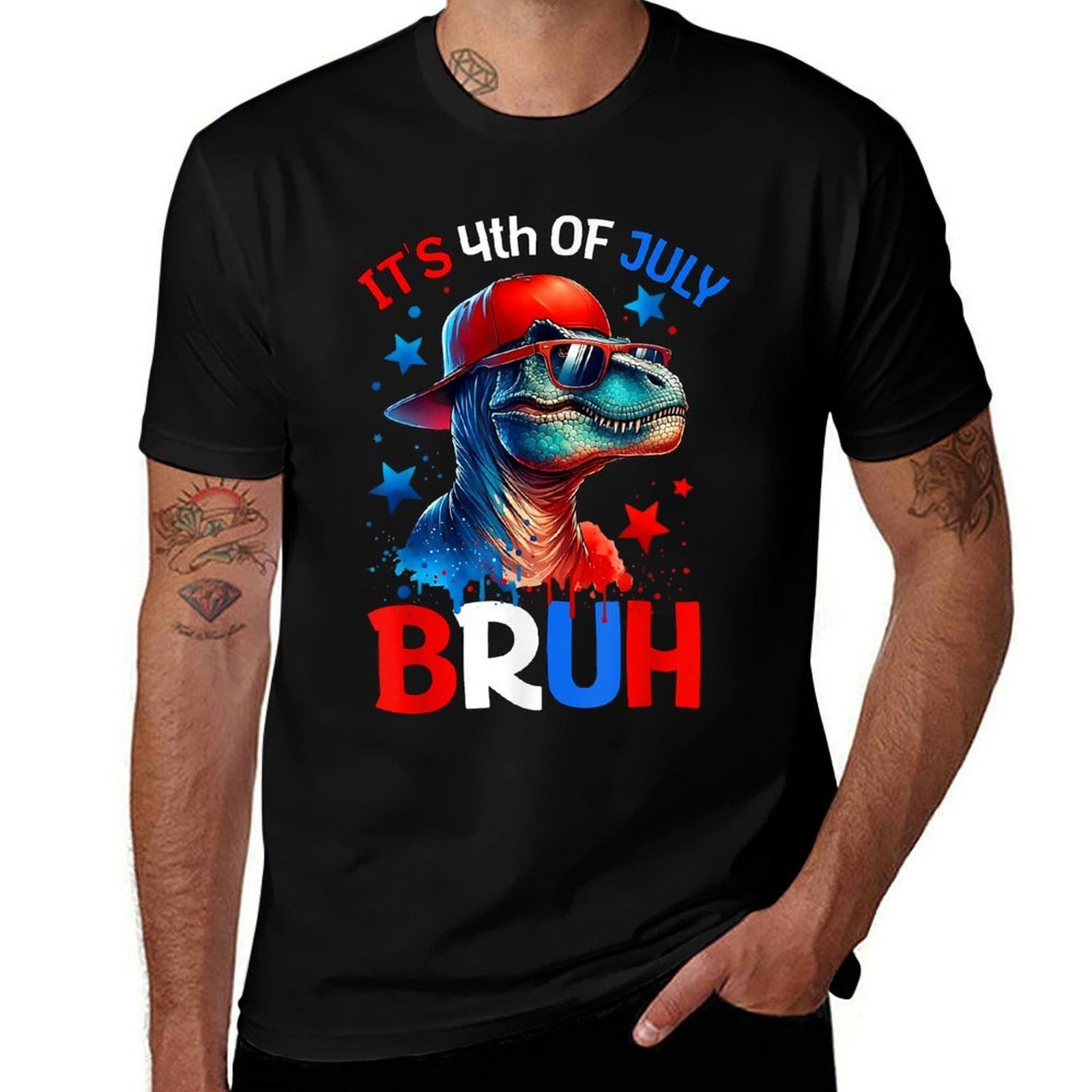 Bruh 4th Of July Boys Kids Fourth Of July Trex Dinosaur  High-quality Stitching T-Shirt