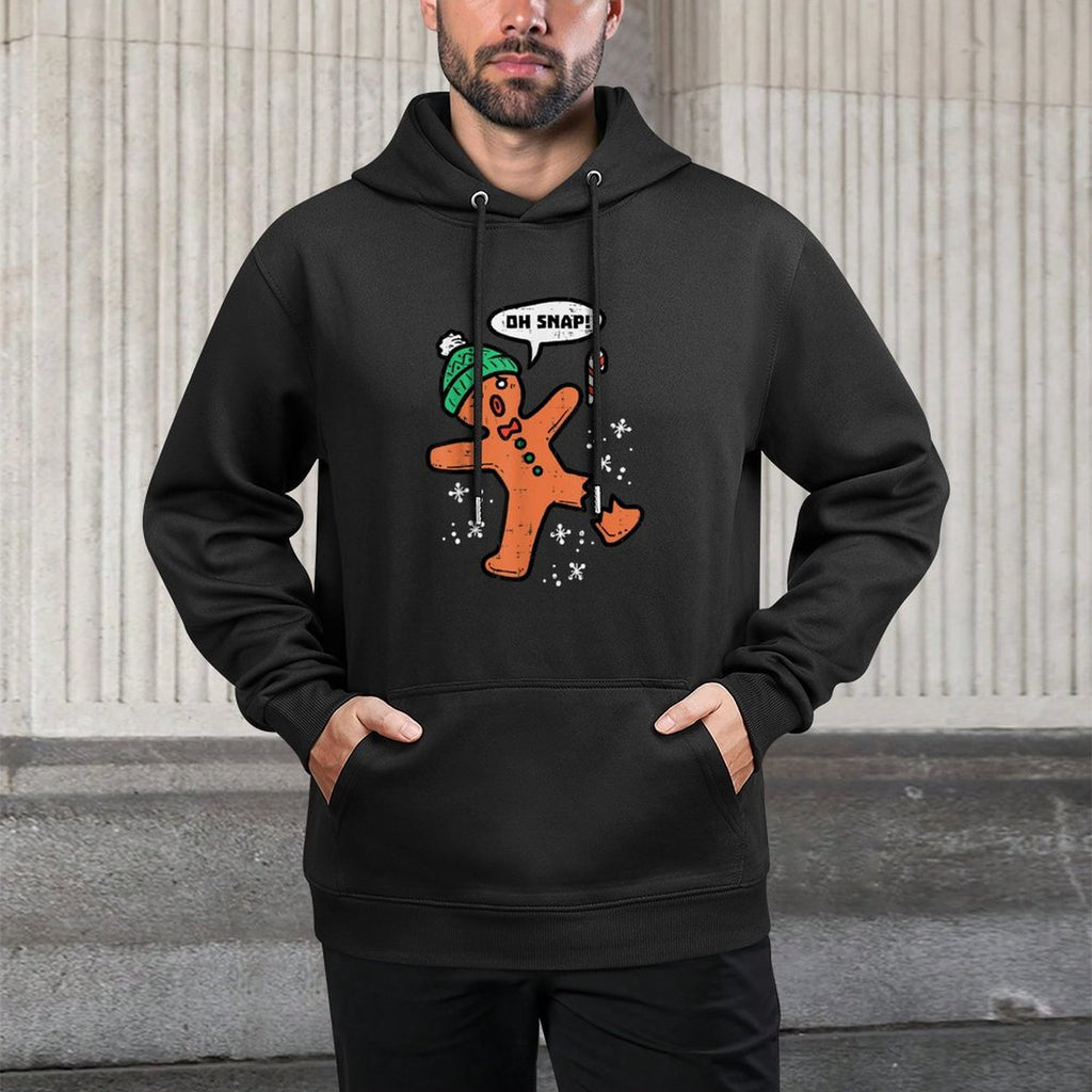 Oh Snap Gingerbread Man Funny Christmas Xmas Men Women Kids Medium-Weight Fabric Hoodie