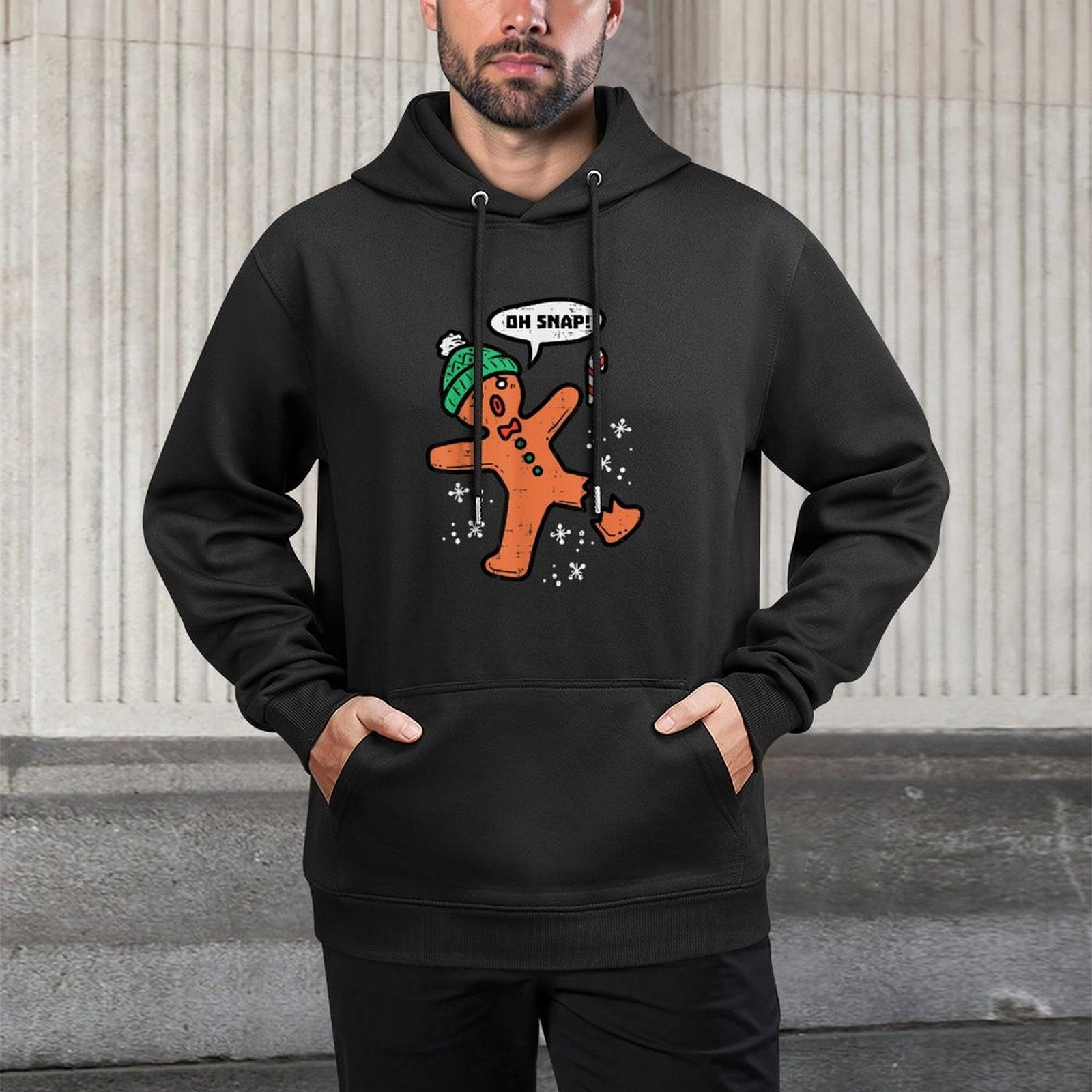 Oh Snap Gingerbread Man Funny Christmas Xmas Men Women Kids Medium-Weight Fabric Hoodie