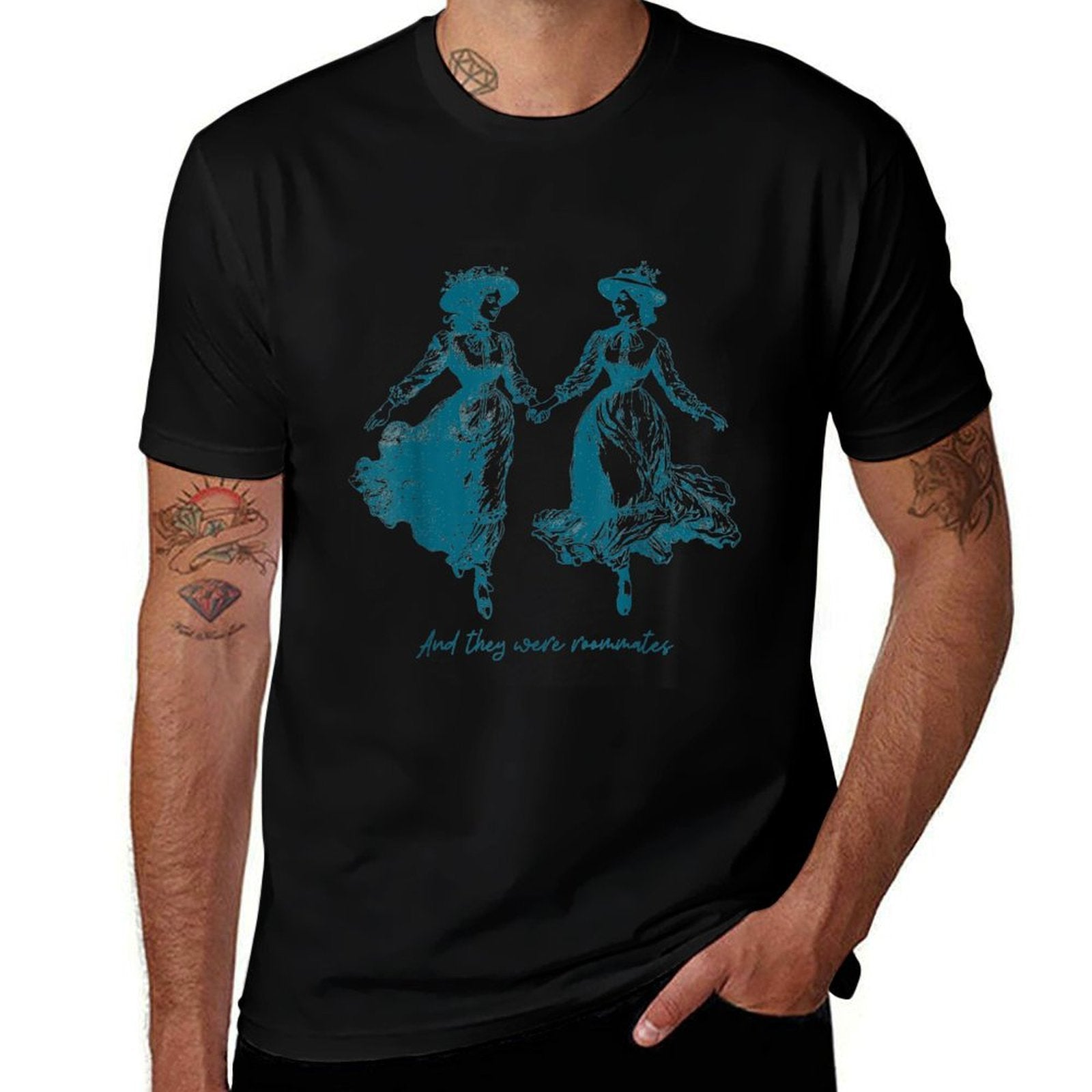 Vintage Lesbian Pride And They Were Roommates Sapphic Pride  Lightweight T-Shirt