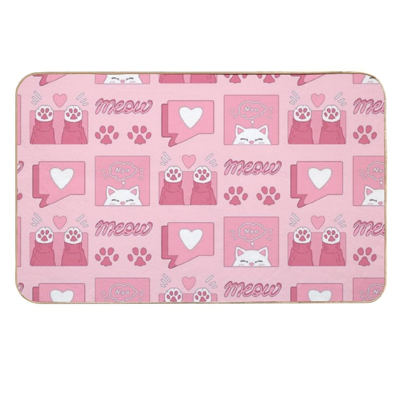 Cute Pink Cat Paws And Love  Odorless Bath Mat
