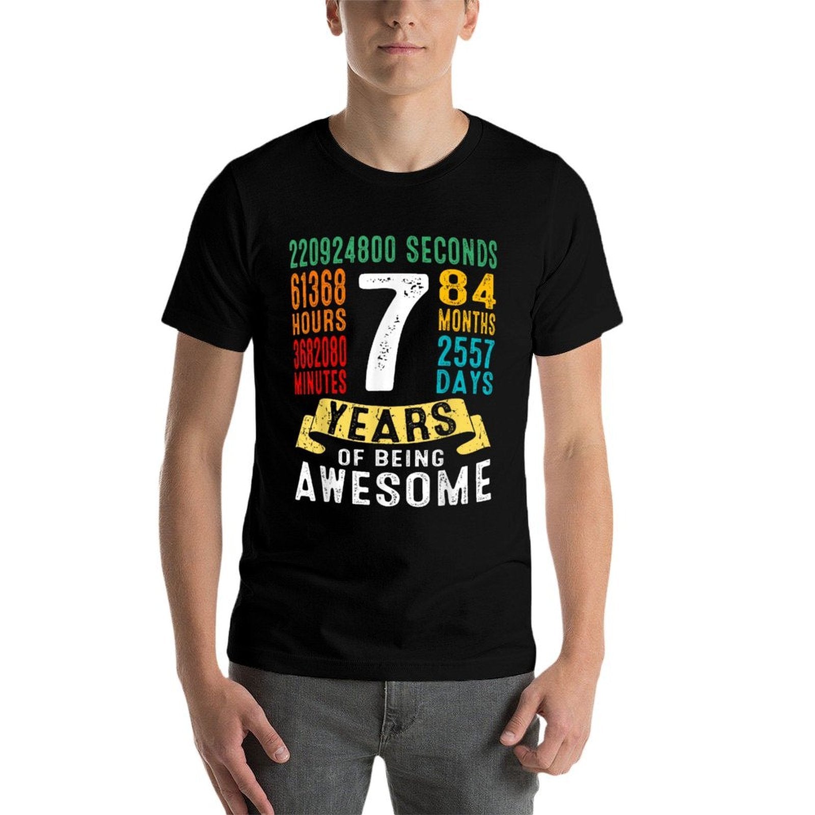 7 Years Old 7th Birthday Gifts Retro Vintage 84 Months Comfortable T-Shirt