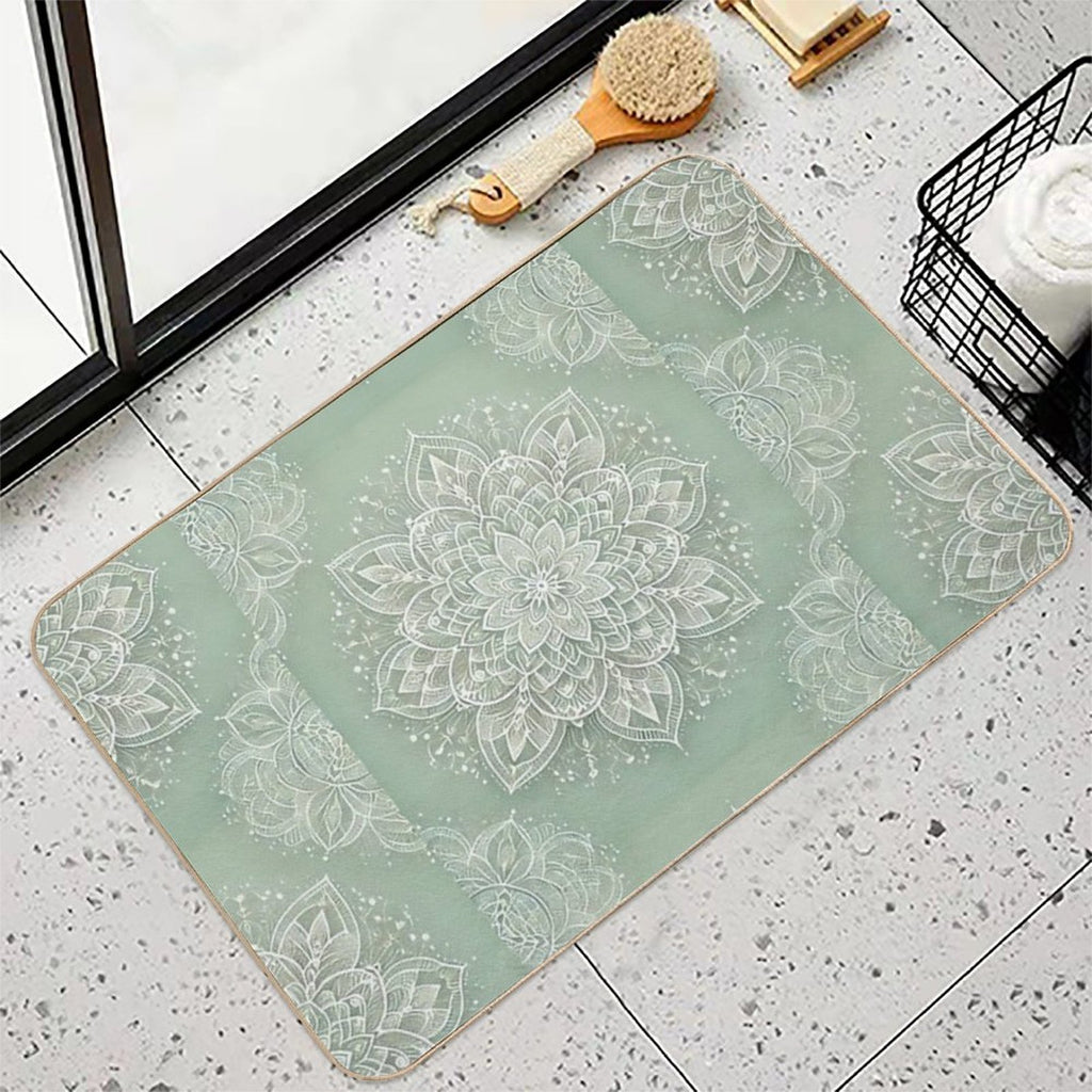 Mandala on Sage Green  Slip-Resistant Bath Mat