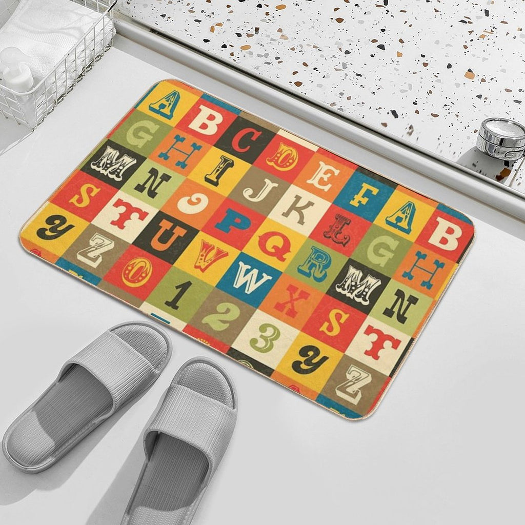Vintage Alphabet  Anti-Trip Bath Mat