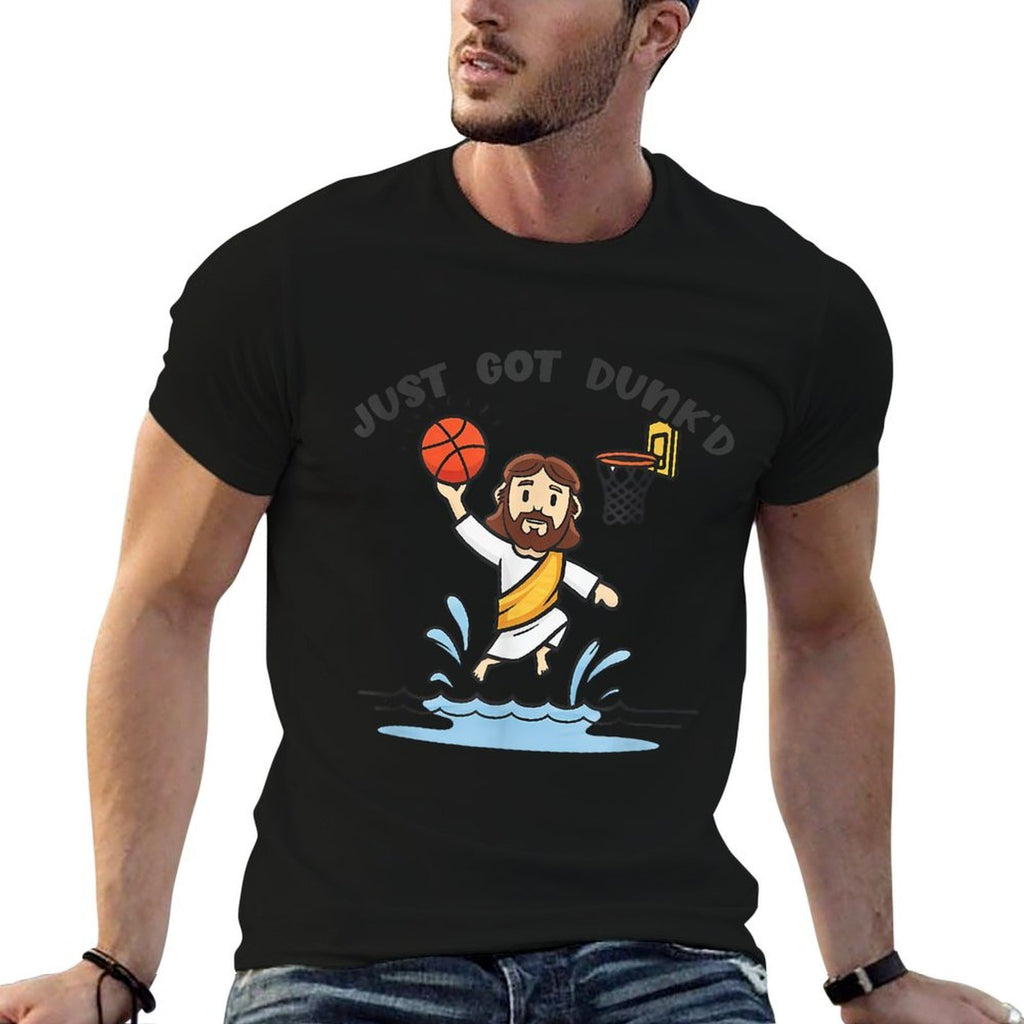Just Got Dunked Funny Baptism Jesus Playing Basketball  Durable T-Shirt