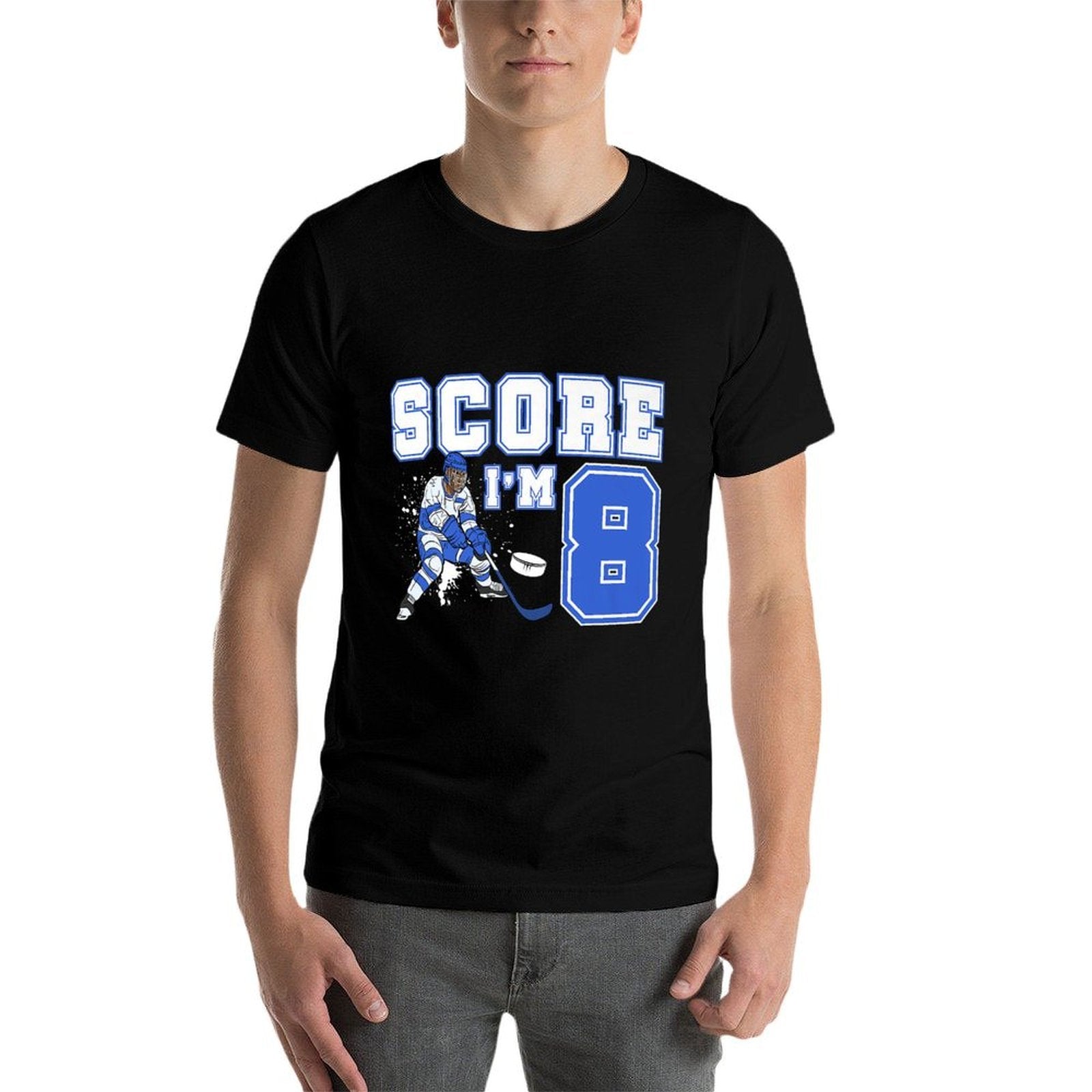 8th Ice Hockey Birthday Eight Year Old Ice Hockey Player Premium  Trendy Pattern T-Shirt
