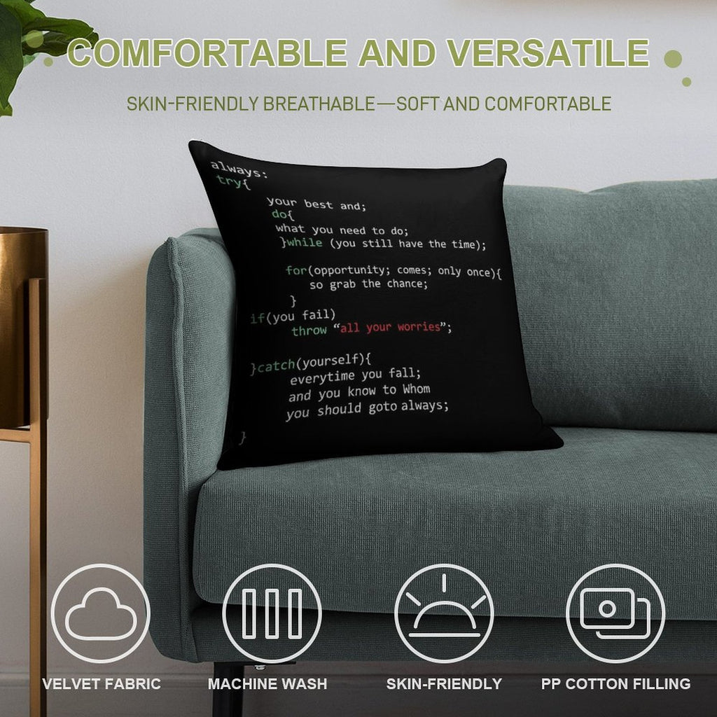 Geek Coder Soft Washable Throw Pillow