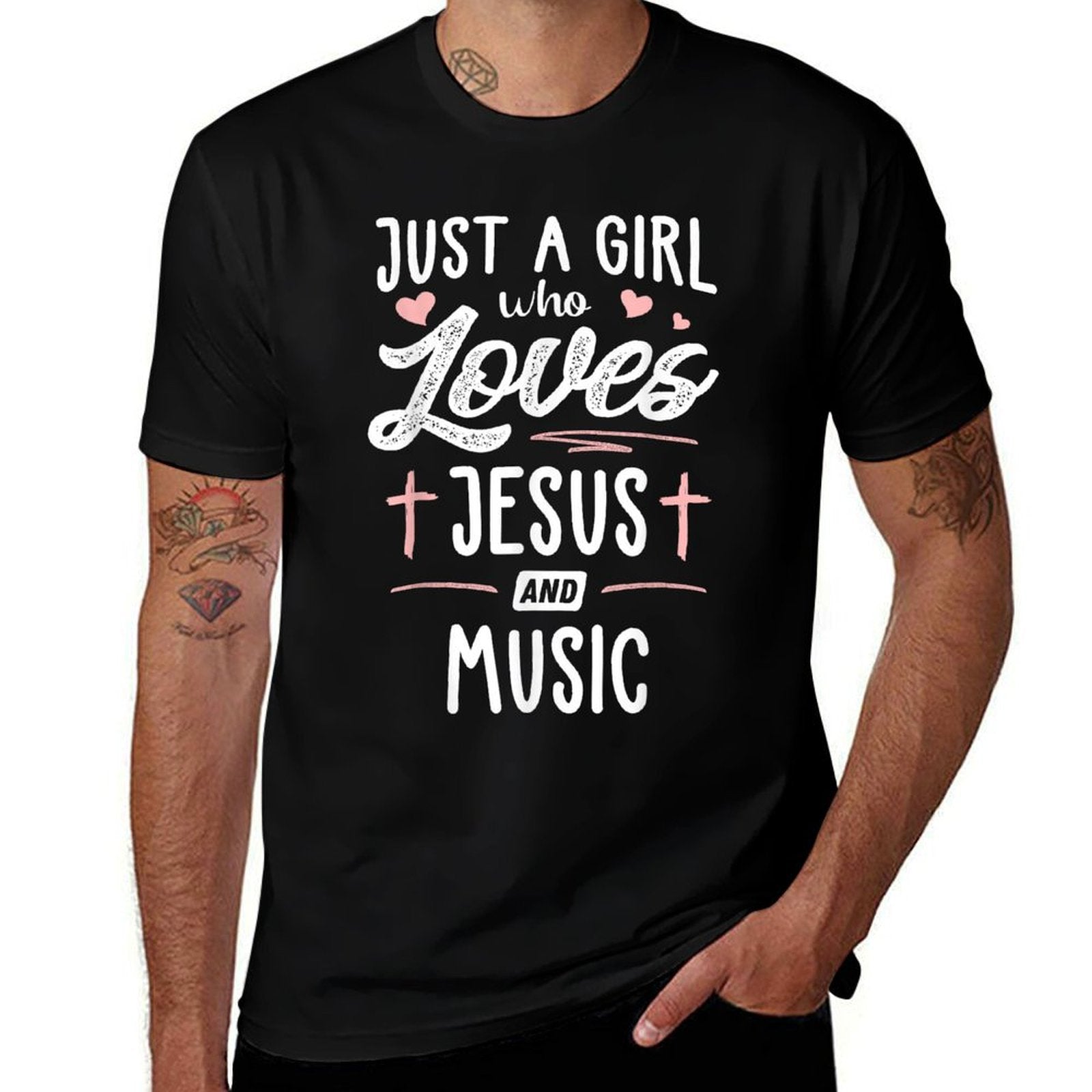 Just A Girl Who Loves Jesus And Music Gift Women Comfortable T-Shirt