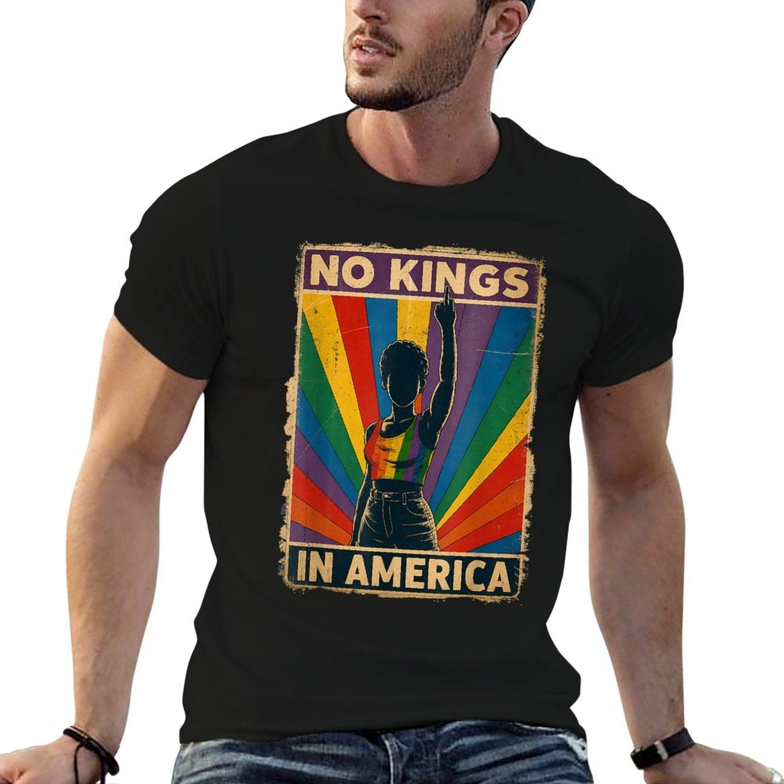 No Kings in America LGBT Pride Save Democraty  Summer-ready Fabric T-Shirt