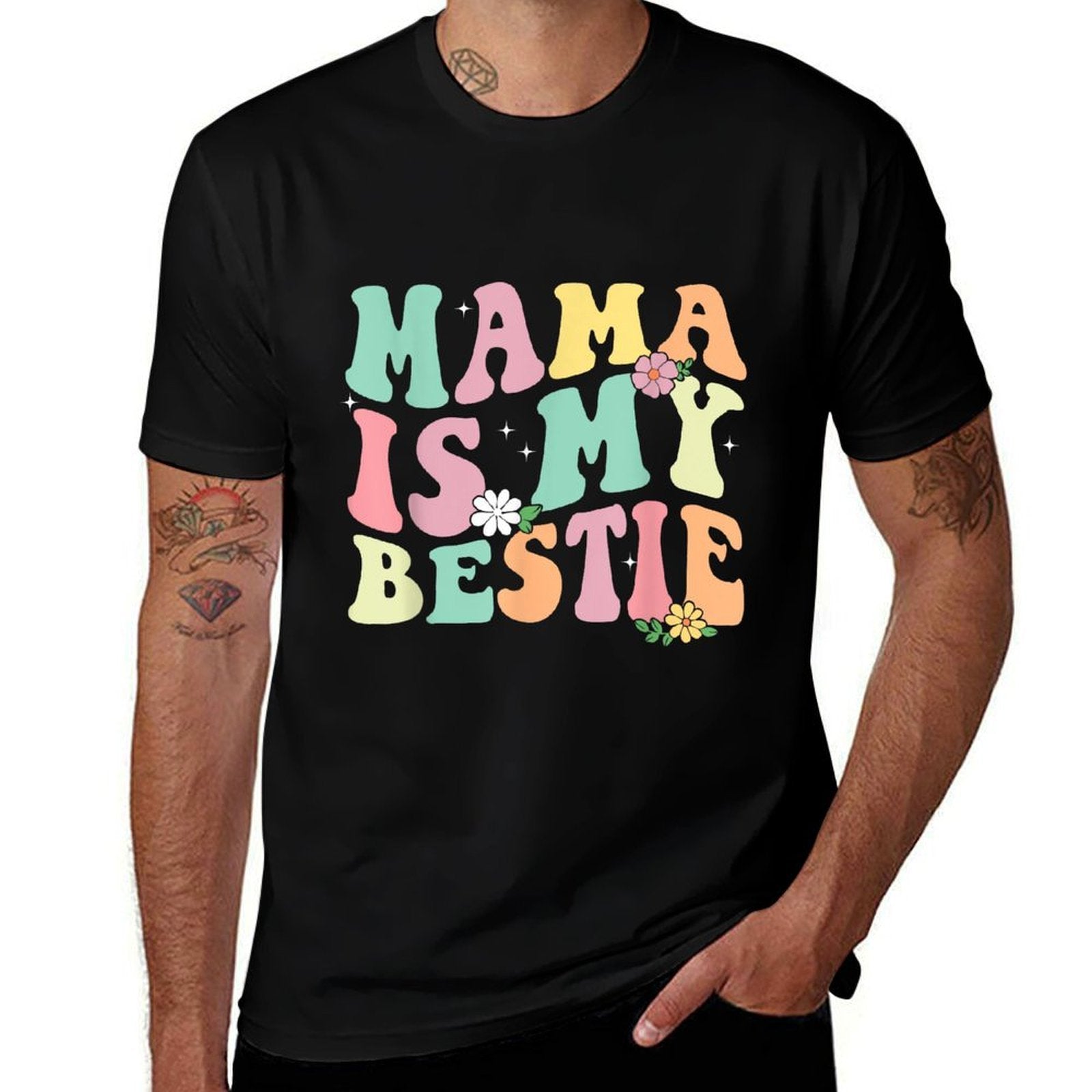 Mama Is My Bestie Funny BFF Mom Mommy Mother Best Friend  Graphic-printed T-Shirt