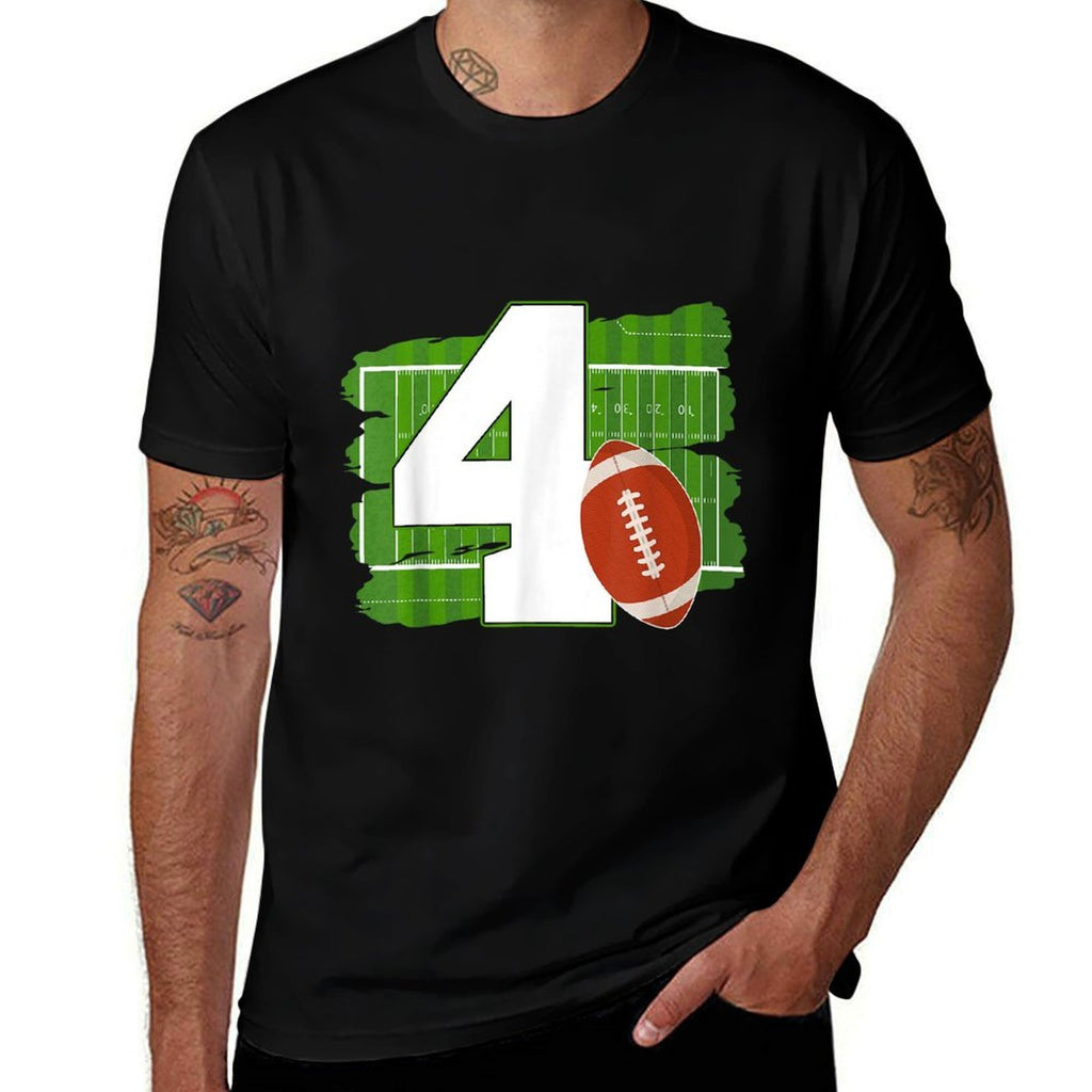 4th Birthday Football Theme 4 Year Old Football Lover  Lightweight T-Shirt
