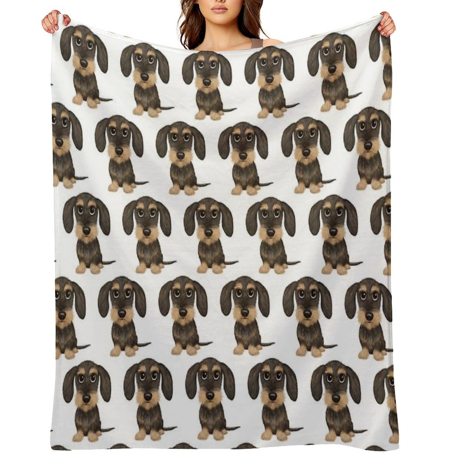 Wirehaired Dachshund  Cute Wire Haired Wiener Dog  Wild Boar And Tan Teckel Easy Care Throw Blanket