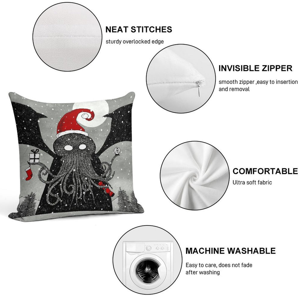 A Cthulhu Christmas Soft Hidden Zipper Throw Pillow