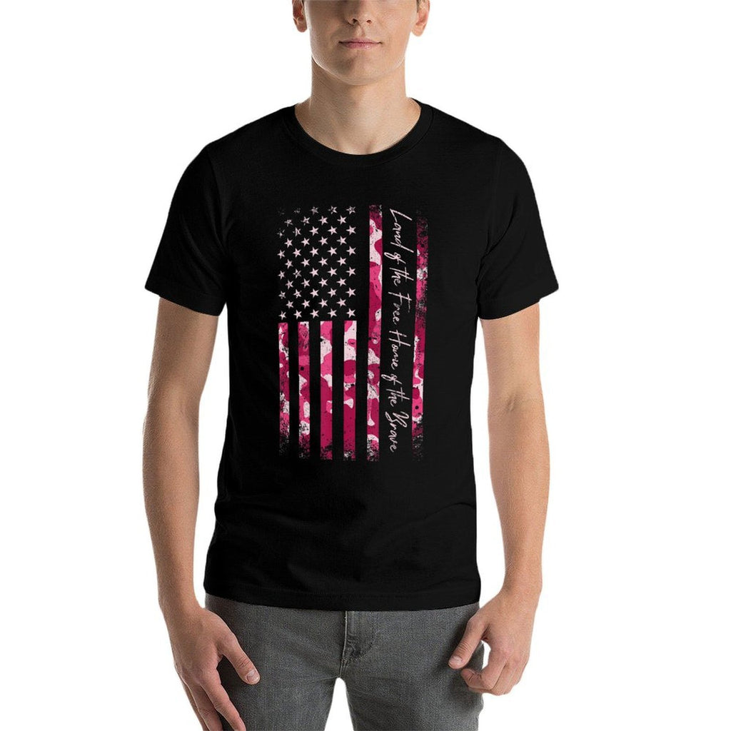 Pink Camo USA Military Camouflage Distressed Grunge Comfortable T-Shirt