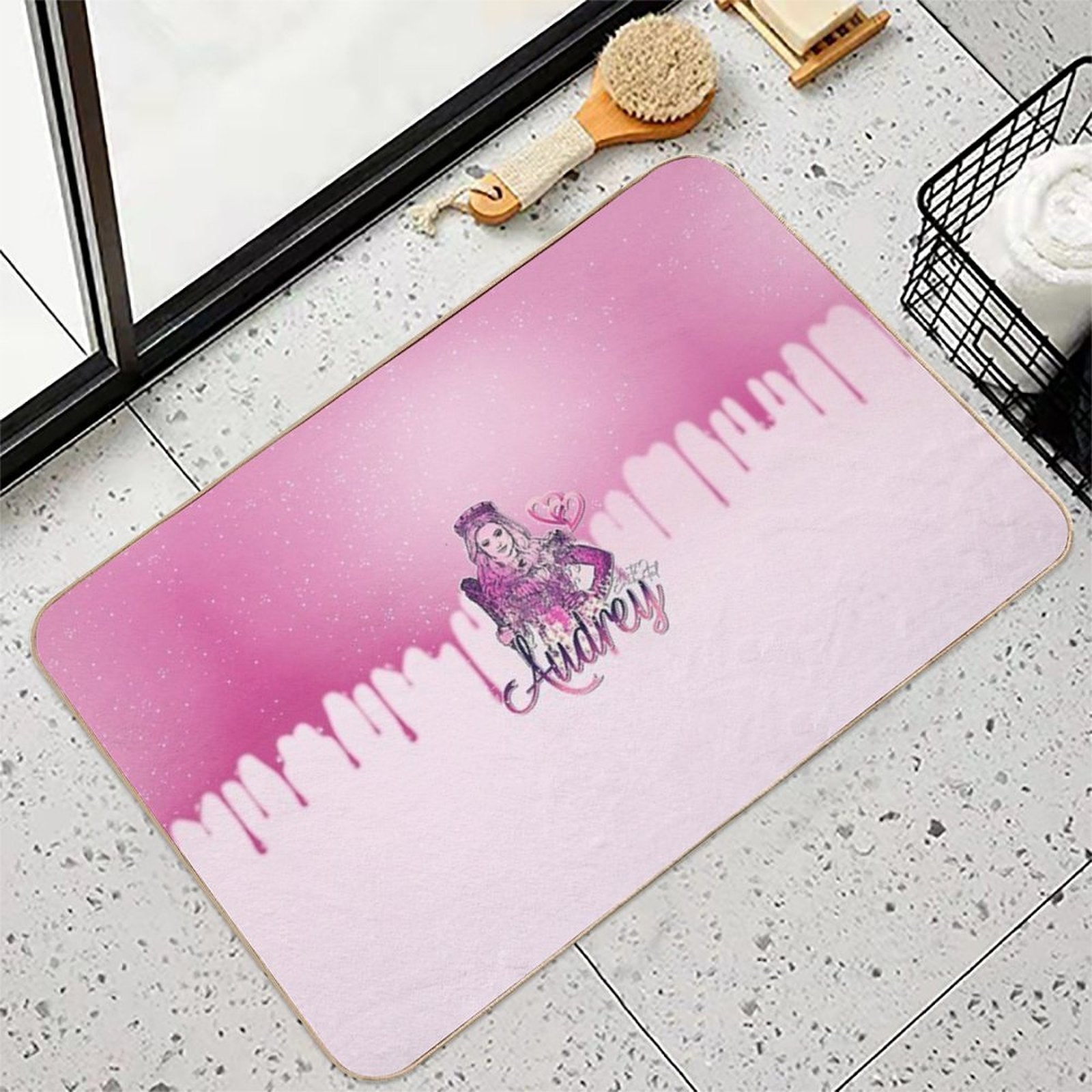 Audrey Descendants (Pretty Pink Princess Queen Girl) Durable Bath Mat
