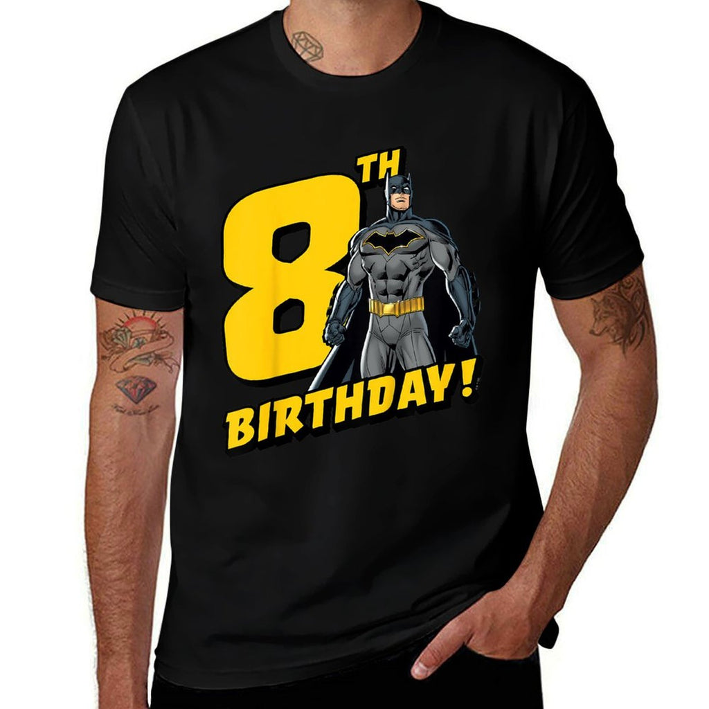 Kids Batman 8th Birthday  Ribbed Collar T-Shirt