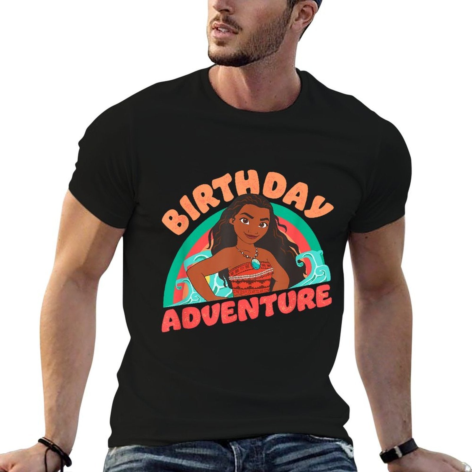 Disney Moana Brave Moana Birthday Adventure Big Chest Logo  Vintage-inspired T-Shirt