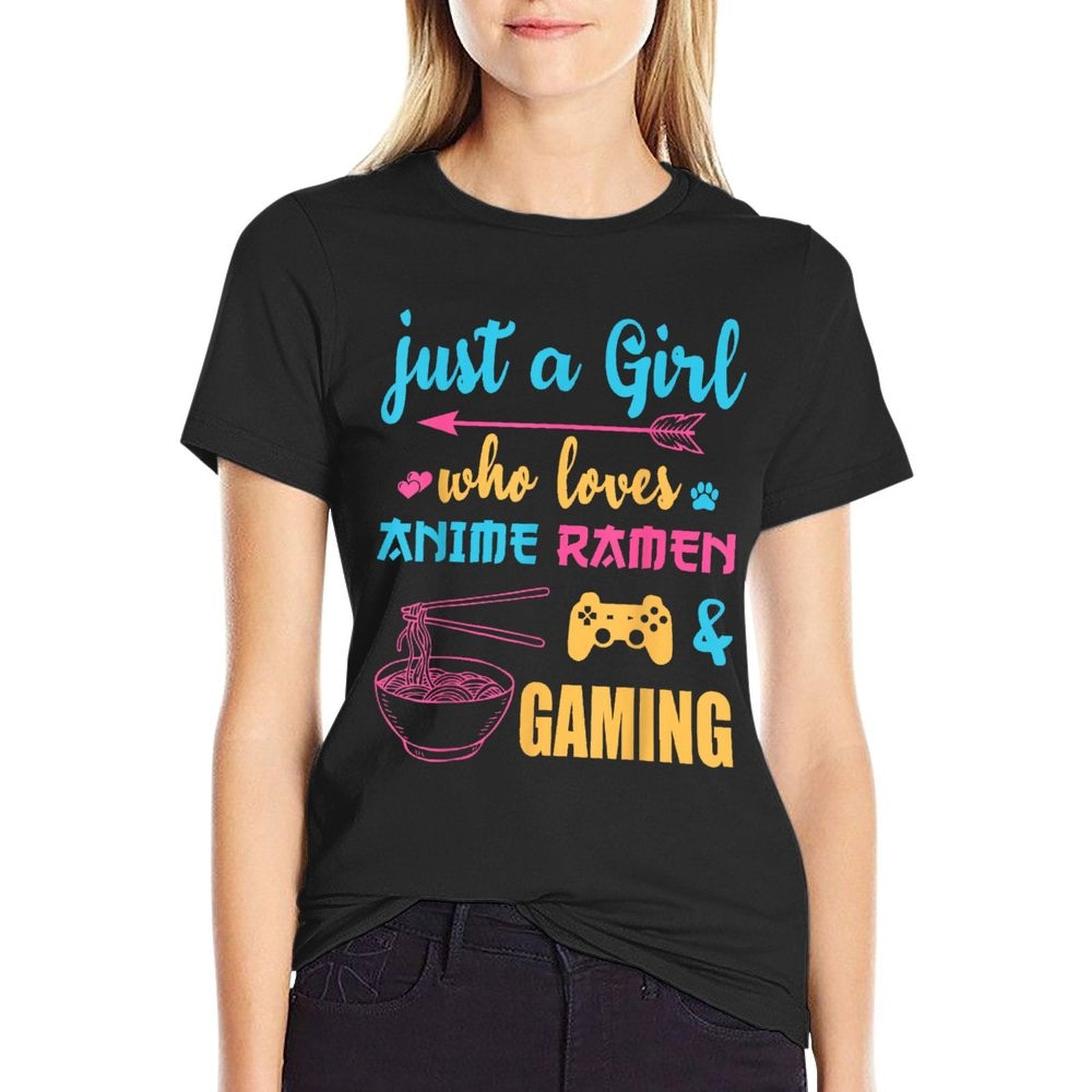 Just A Girl Who Loves Anime Ramen And Gaming Tee  Breathable T-Shirt