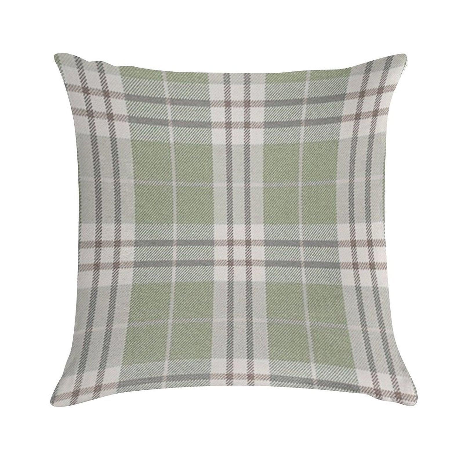 Sage Green Plaid Soft Anti-Pilling Throw Pillow