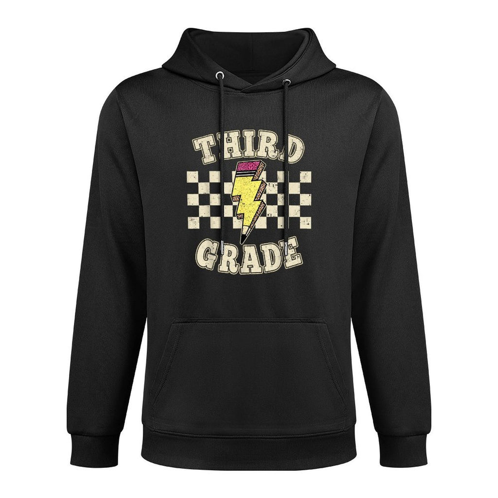 Retro Third Grade Teacher Lightning Bolt Pencil Teacher Kids Medium-Weight Fabric Hoodie