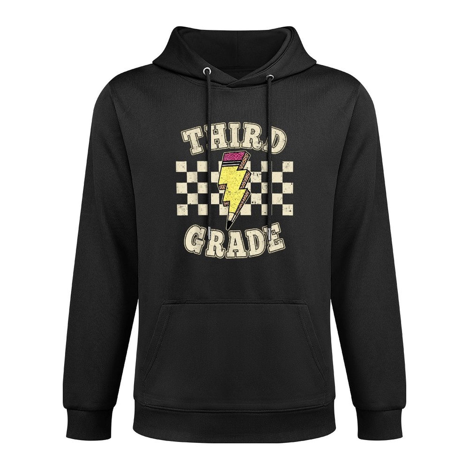 Retro Third Grade Teacher Lightning Bolt Pencil Teacher Kids Medium-Weight Fabric Hoodie