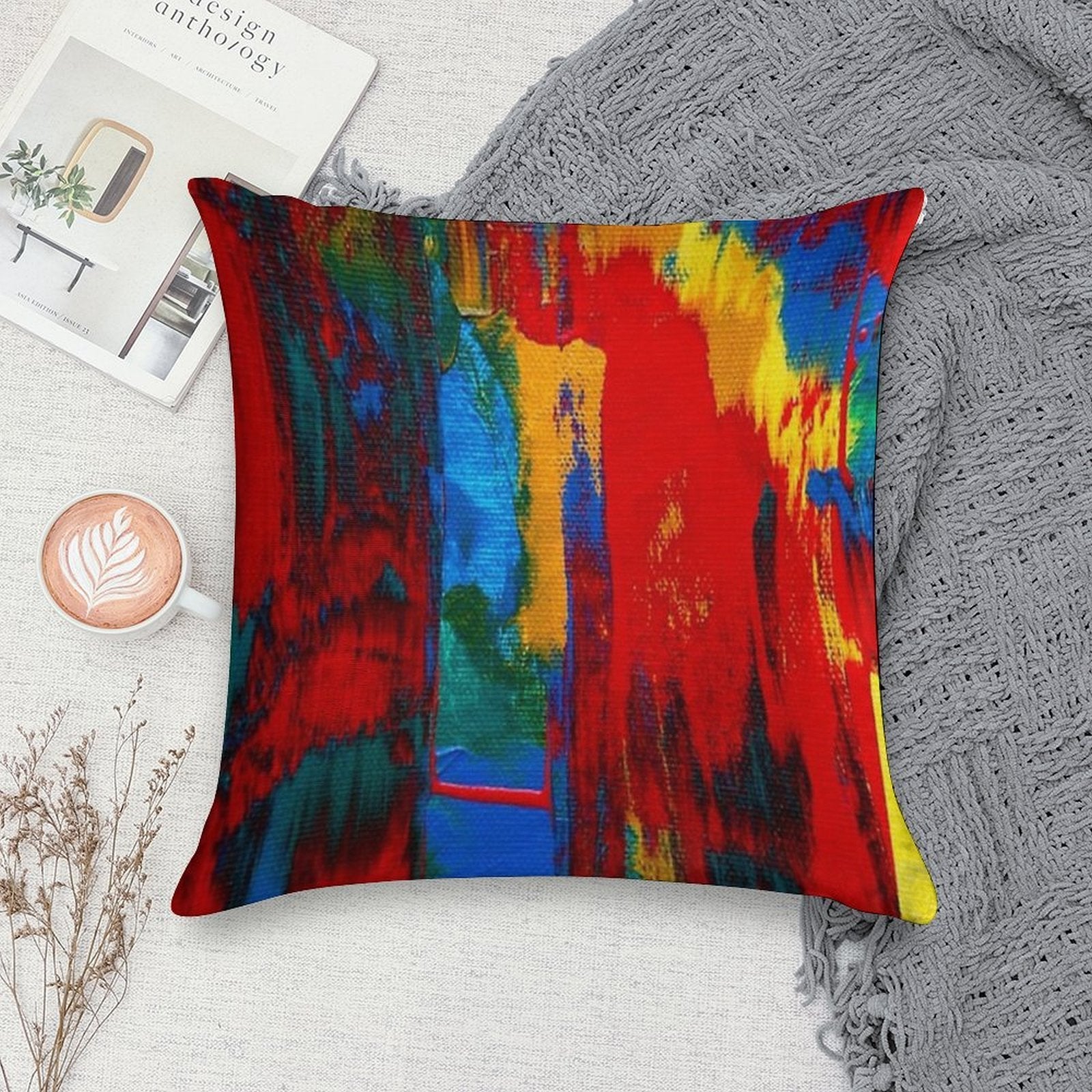 Bright Bold Colorful Abstract Art Soft Ultra-Soft Texture Throw Pillow