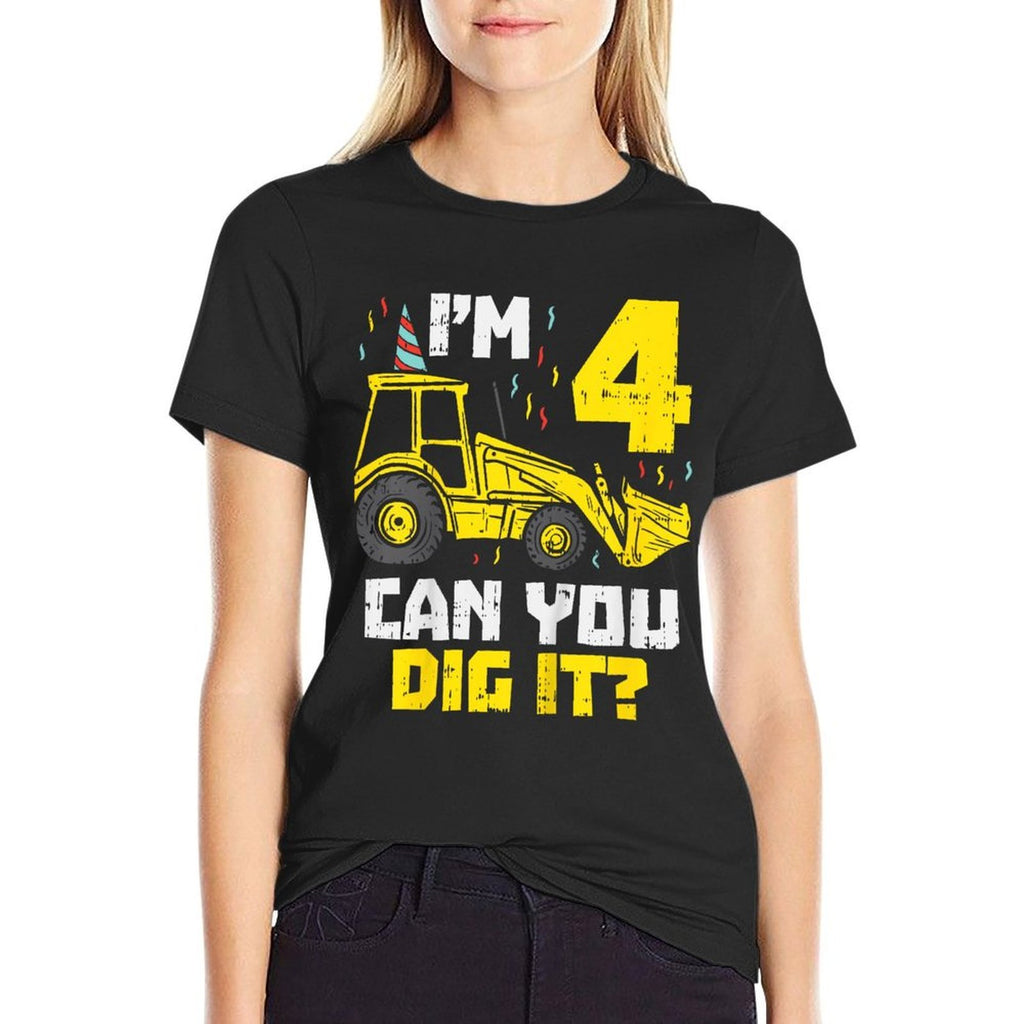 Kids 4 Can You Dig It Construction Truck 4th Birthday Boys Gift  Quick-drying T-Shirt