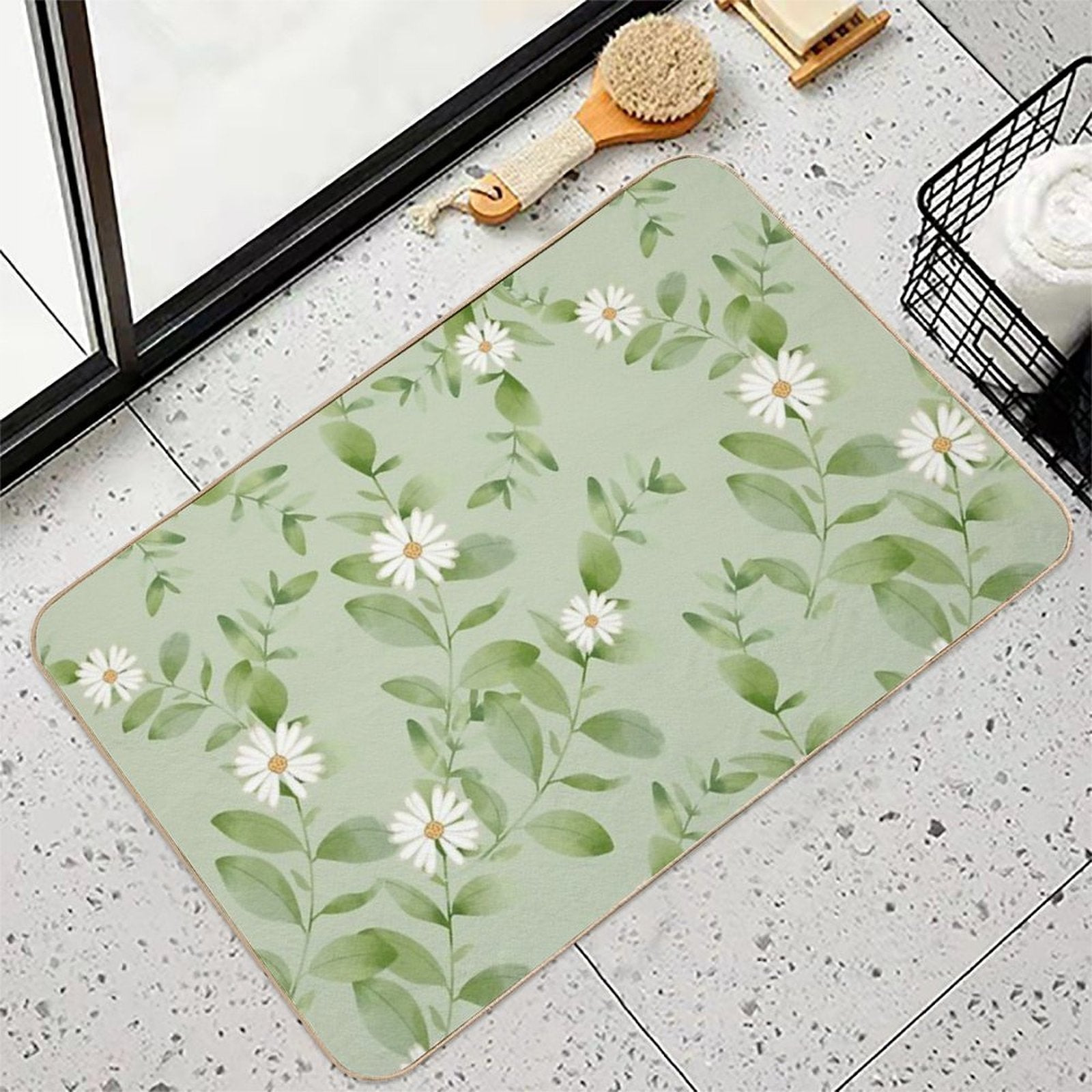 Plants  Flowers  Easy To Clean Bath Mat