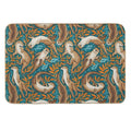 Sweet Swimming Otters in Dark Teal And Orange Gouache  Odorless Bath Mat